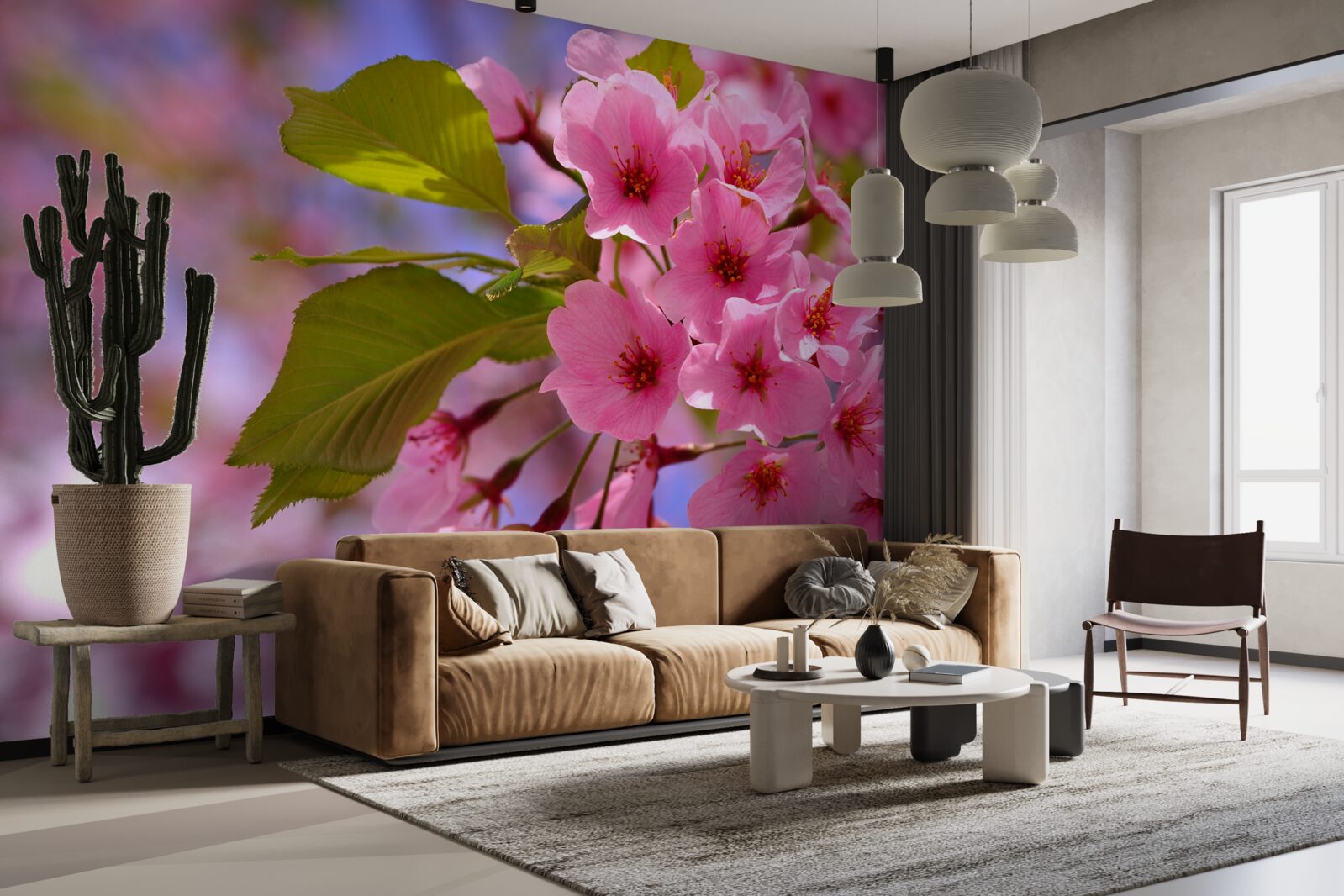 Papier peint de gros bourgeons de sakura fleurissent au printemps