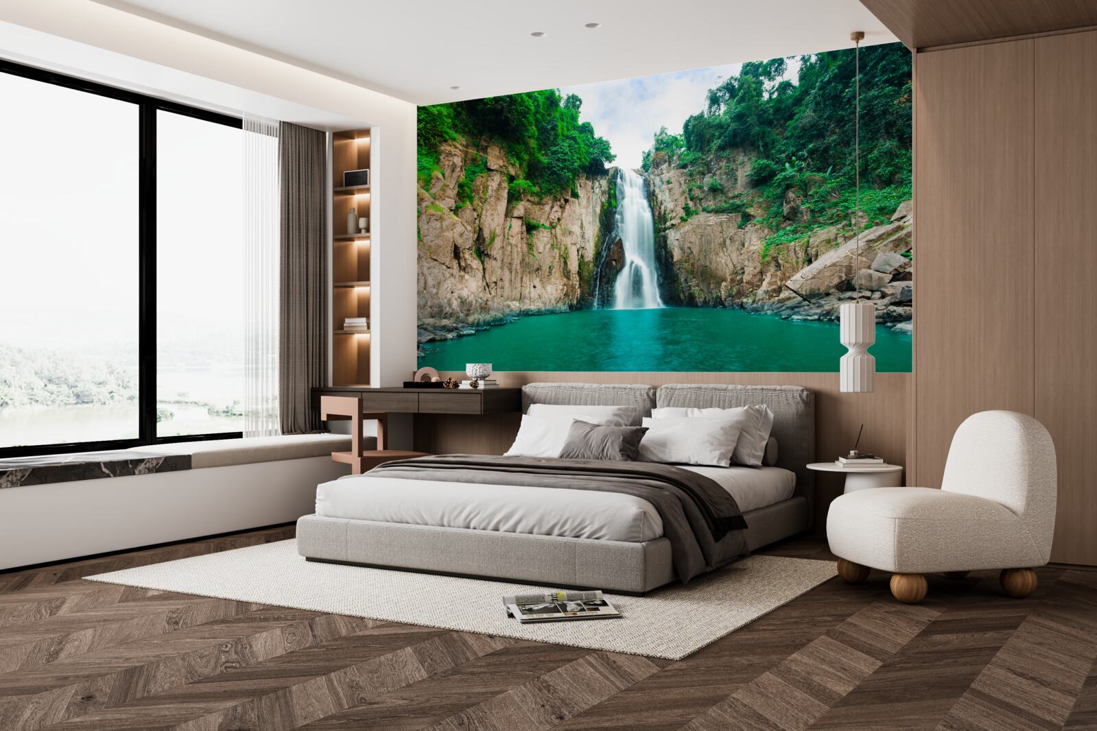 Papier peint haute chute d'eau dans les montagnes