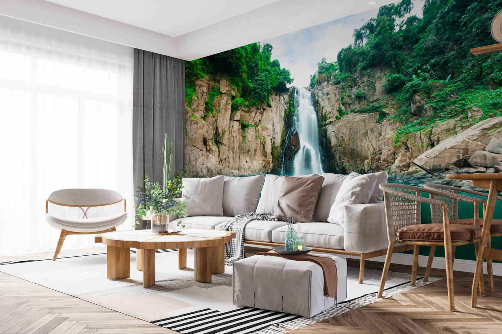 Papier peint haute chute d'eau dans les montagnes