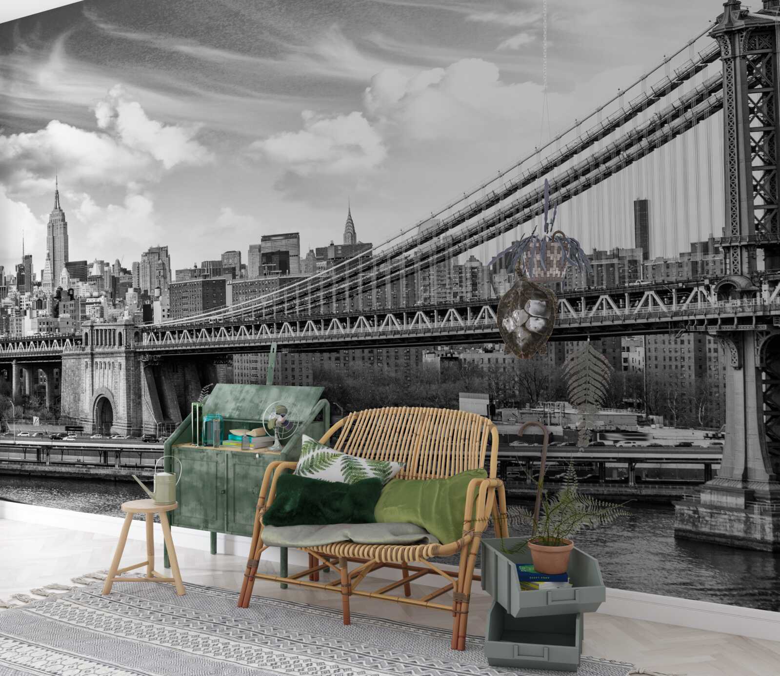 Papier peint pont municipal détruit au-dessus de la rivière