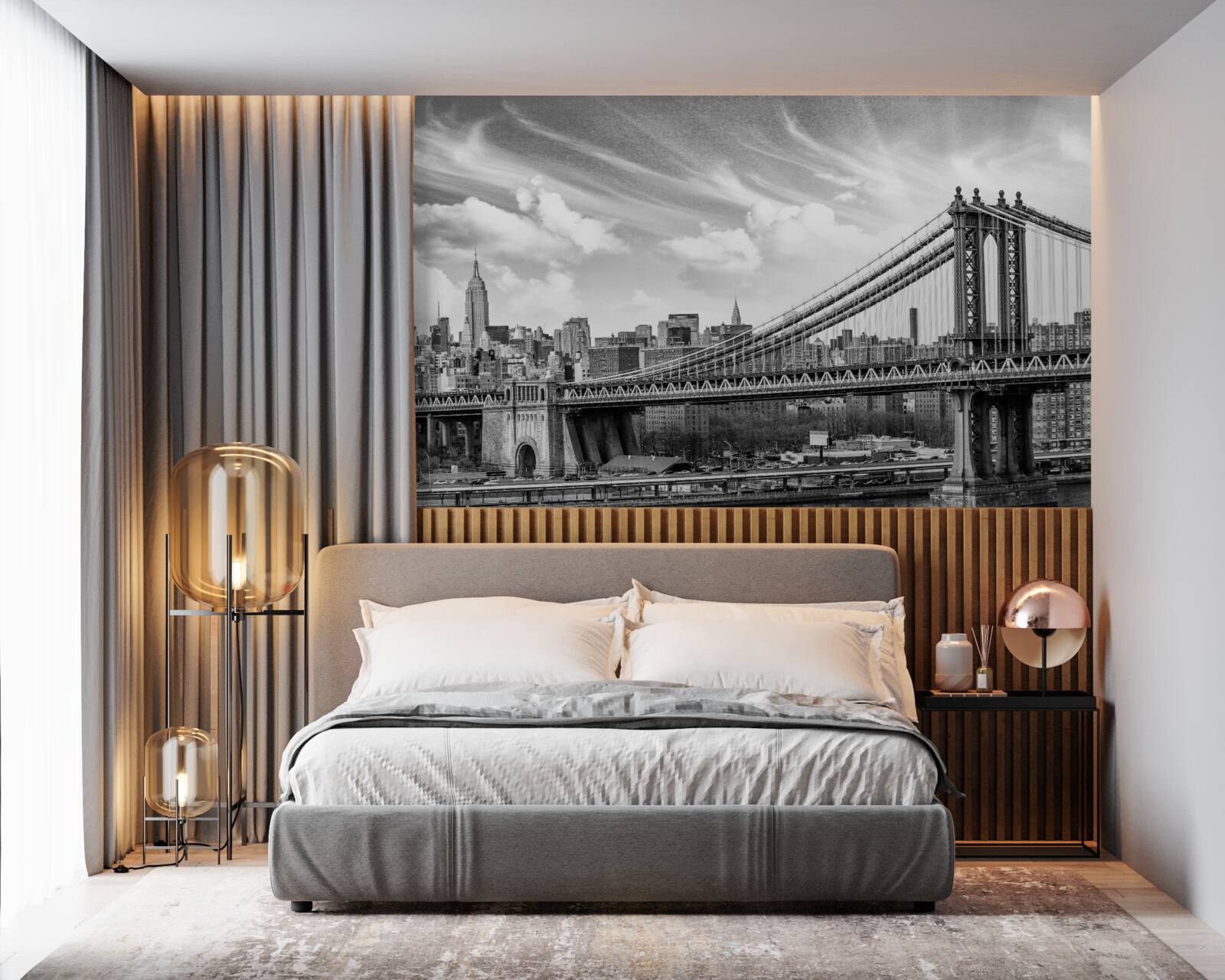 Papier peint pont municipal détruit au-dessus de la rivière