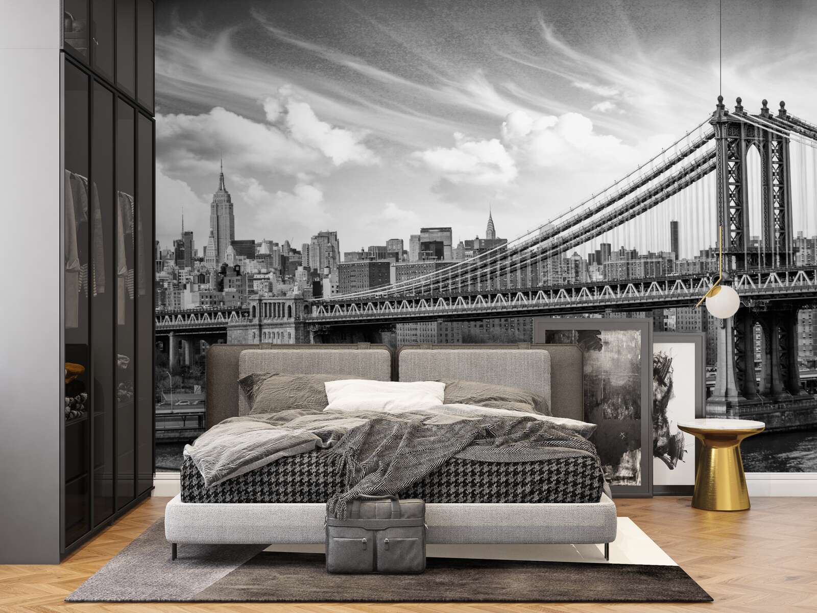 Papier peint pont municipal détruit au-dessus de la rivière