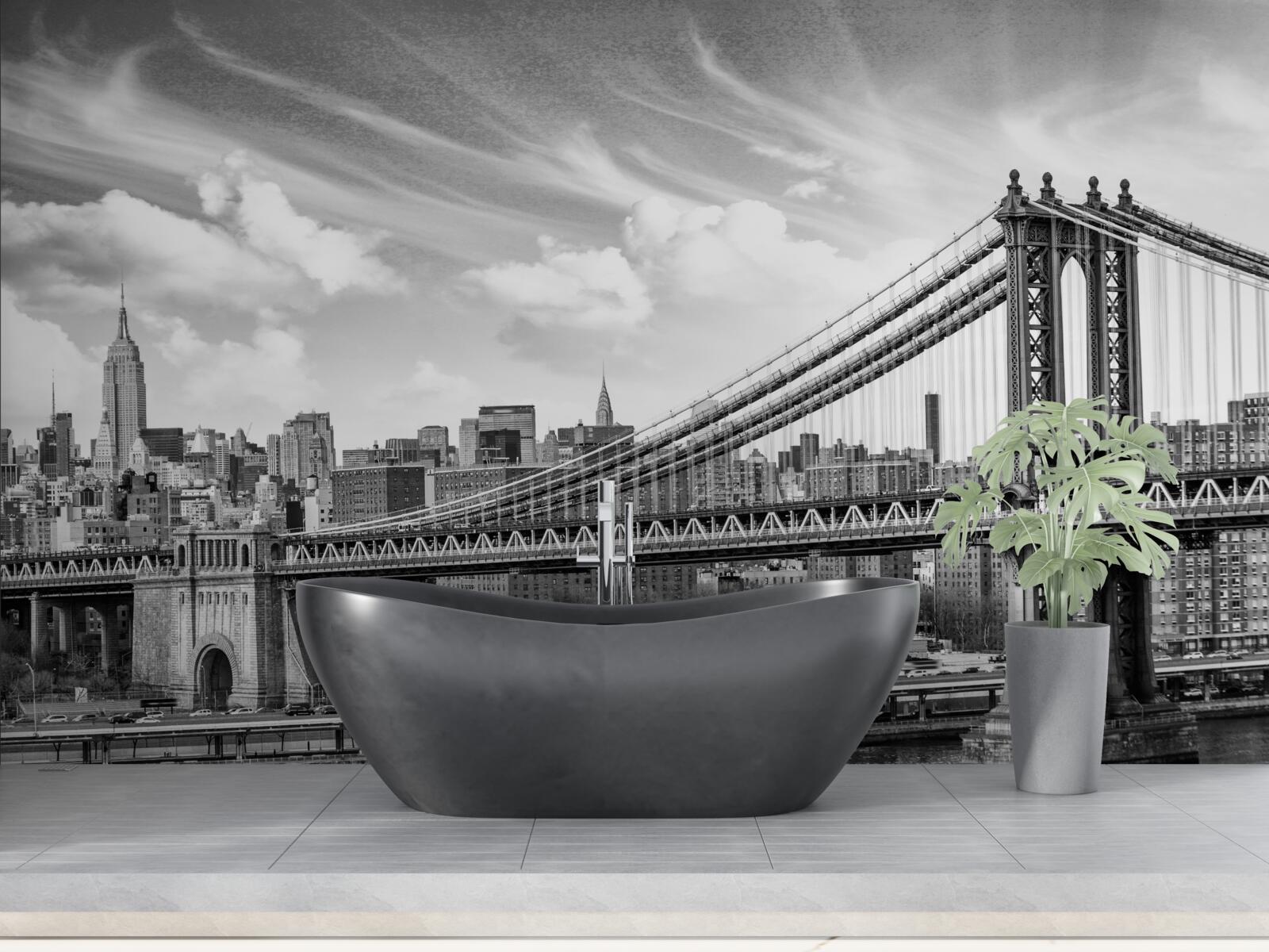 Papier peint pont municipal détruit au-dessus de la rivière