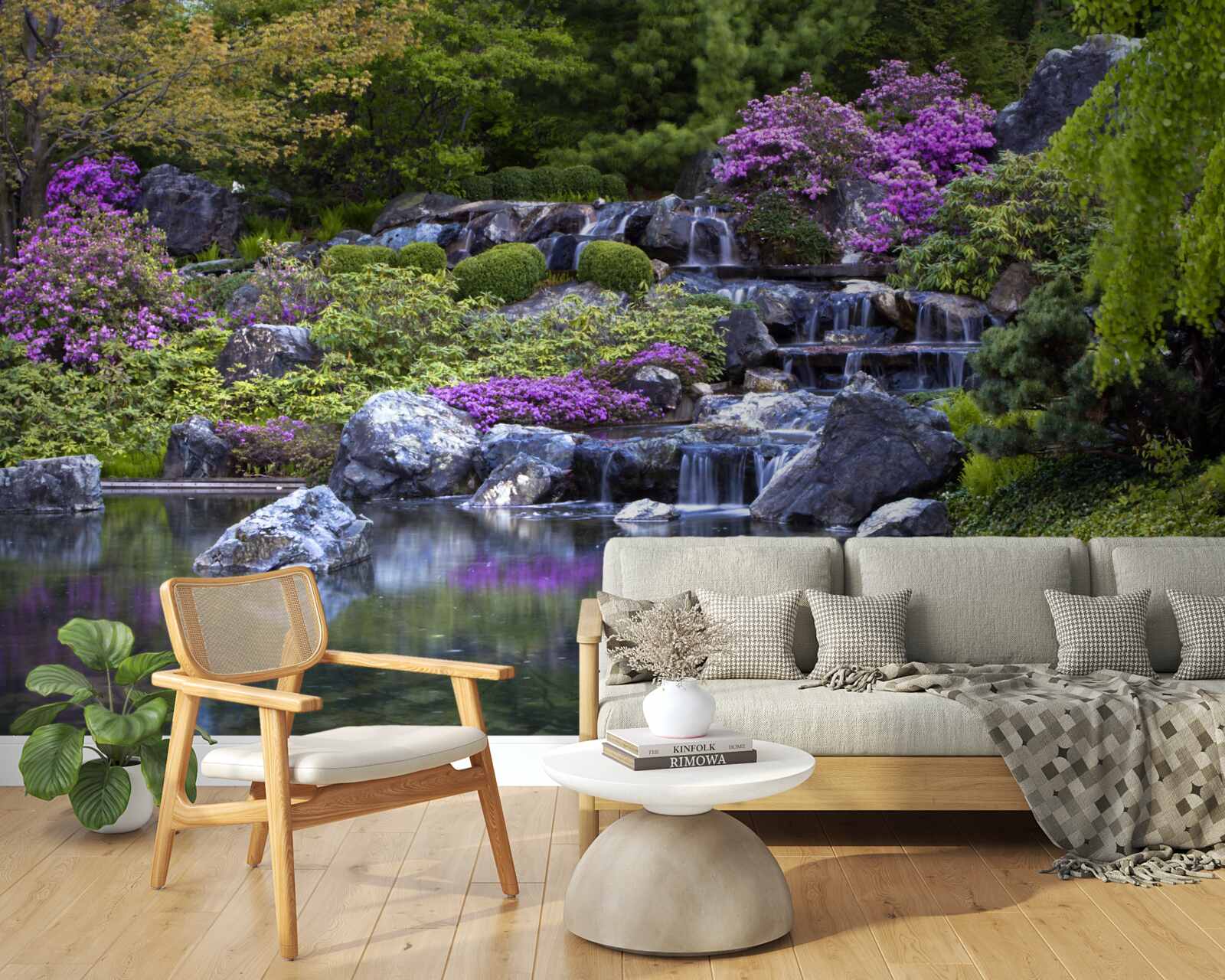 Papier peint l'écoulement calme d'une cascade en escalier