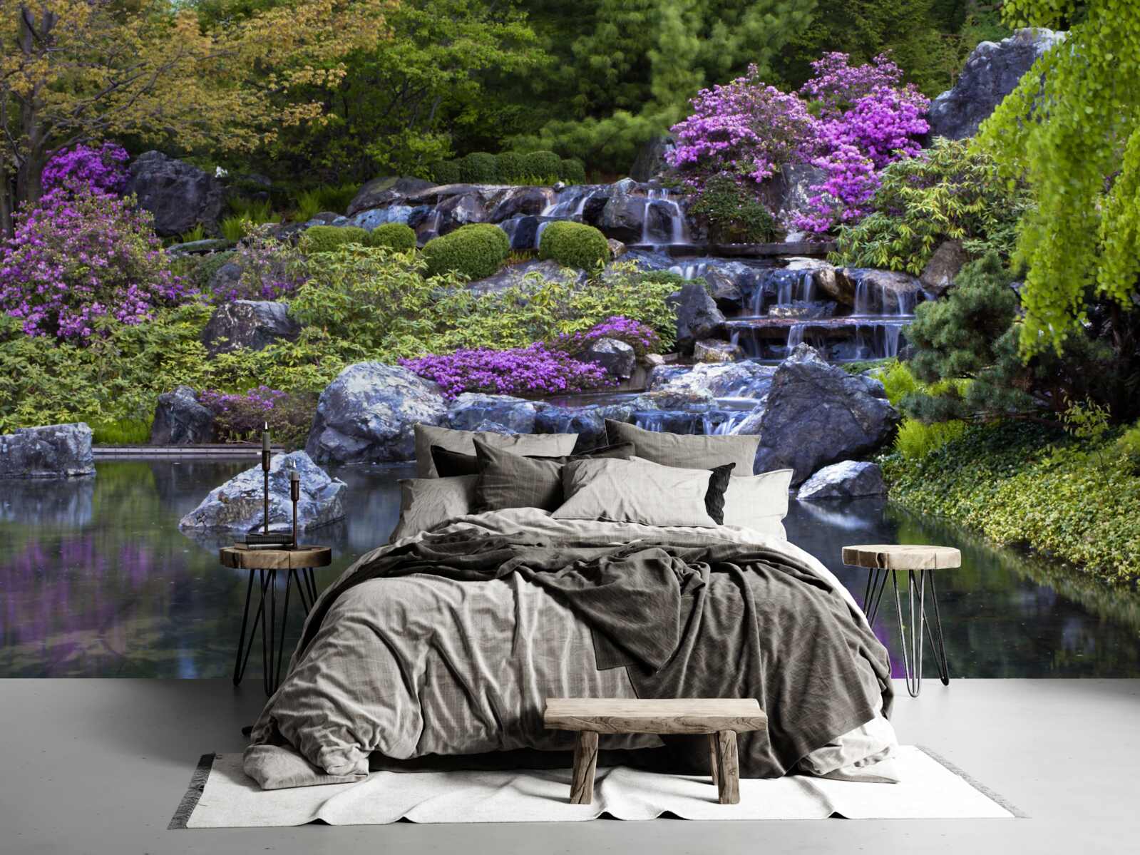 Papier peint l'écoulement calme d'une cascade en escalier