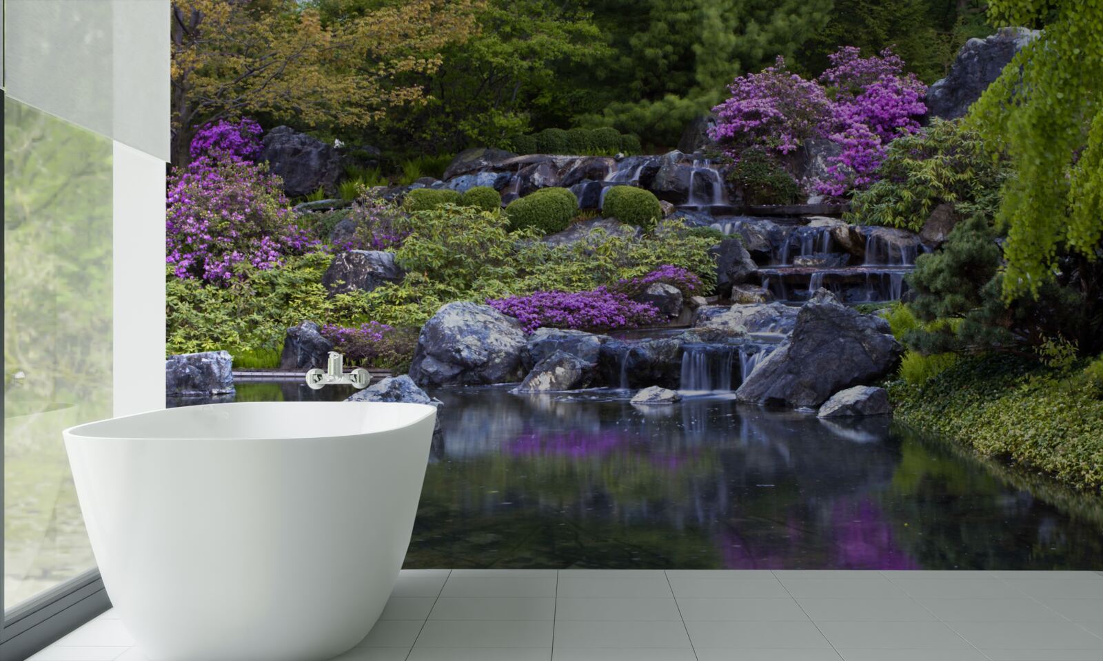 Papier peint l'écoulement calme d'une cascade en escalier