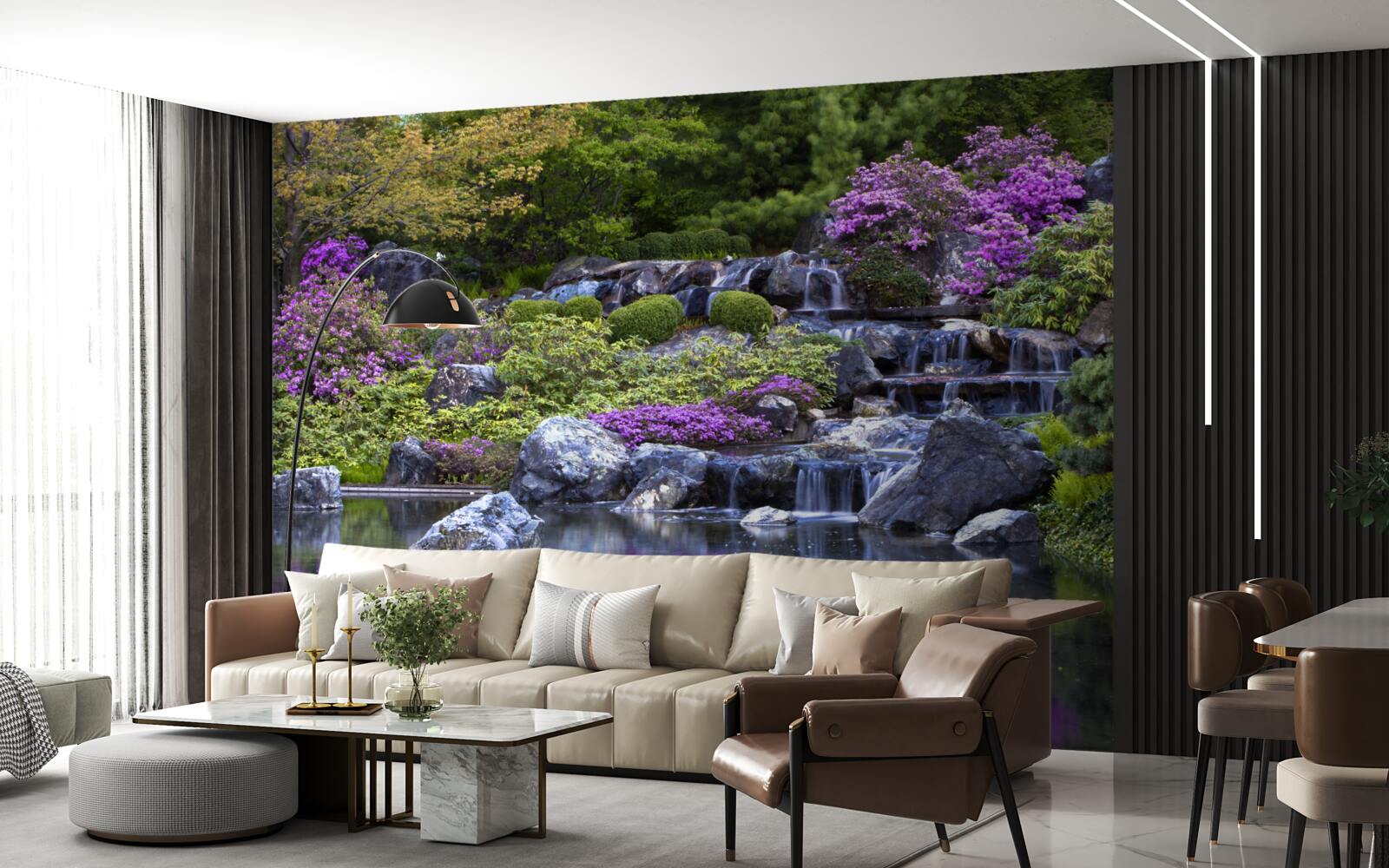 Papier peint l'écoulement calme d'une cascade en escalier