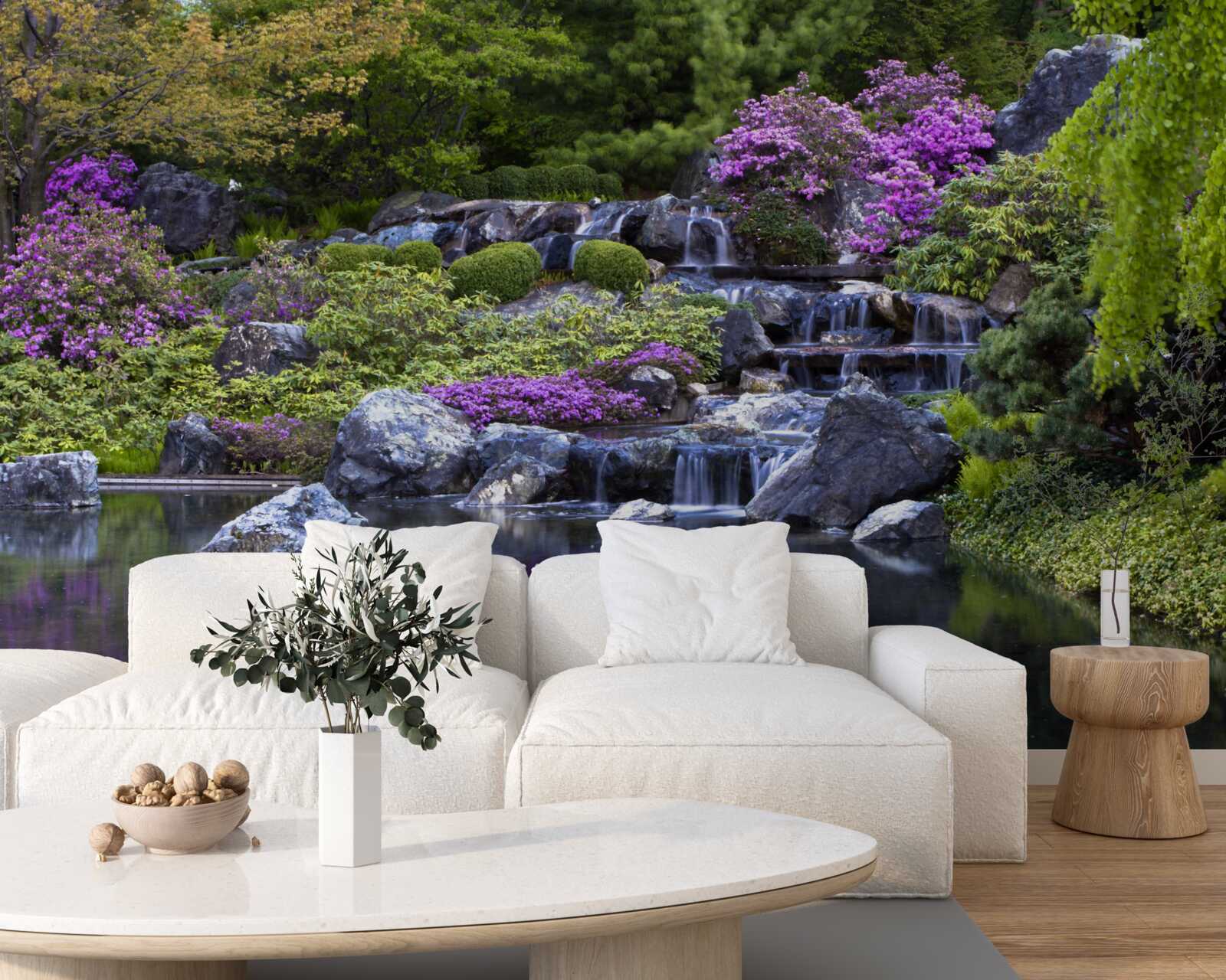 Papier peint l'écoulement calme d'une cascade en escalier