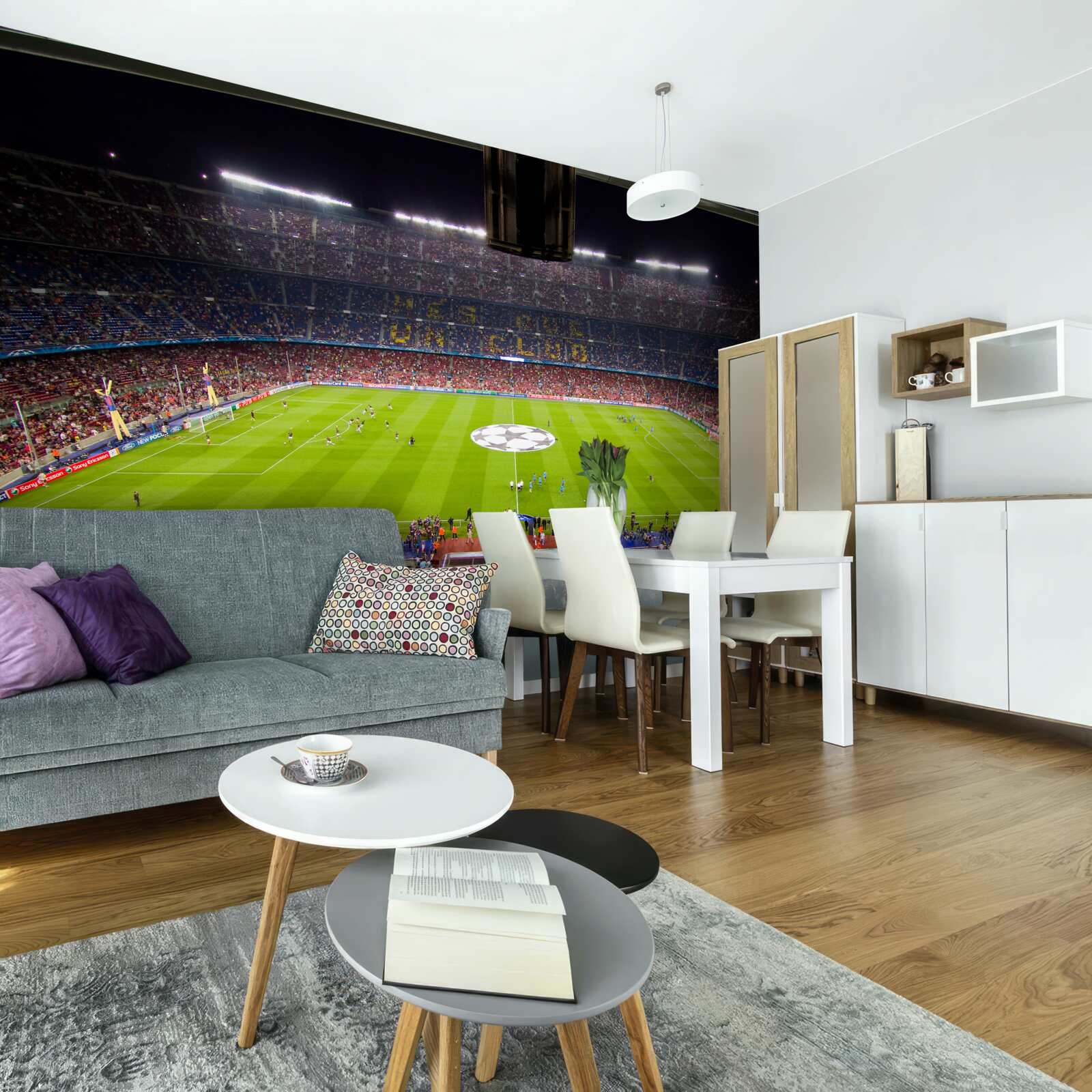 Papier peint terrain de football avec spectateurs