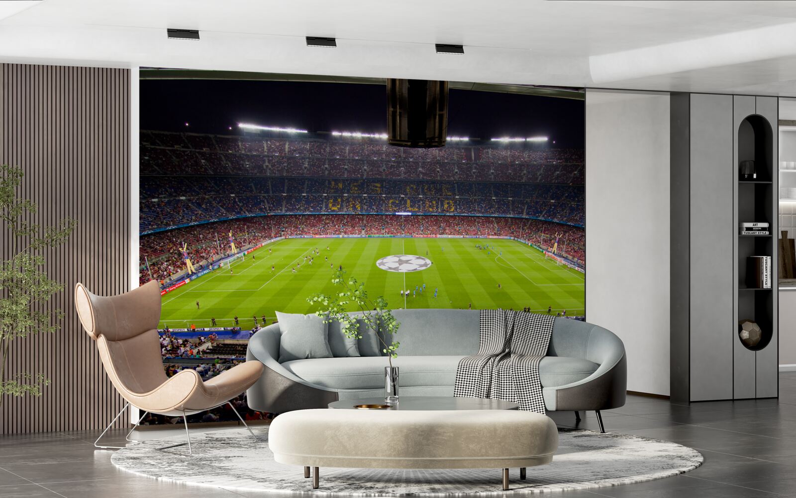 Papier peint terrain de football avec spectateurs