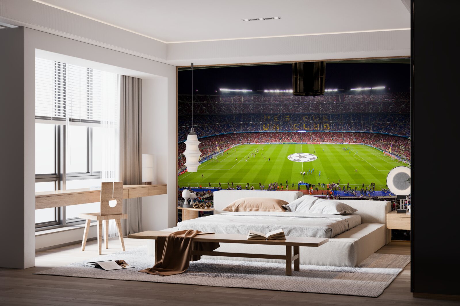 Papier peint terrain de football avec spectateurs