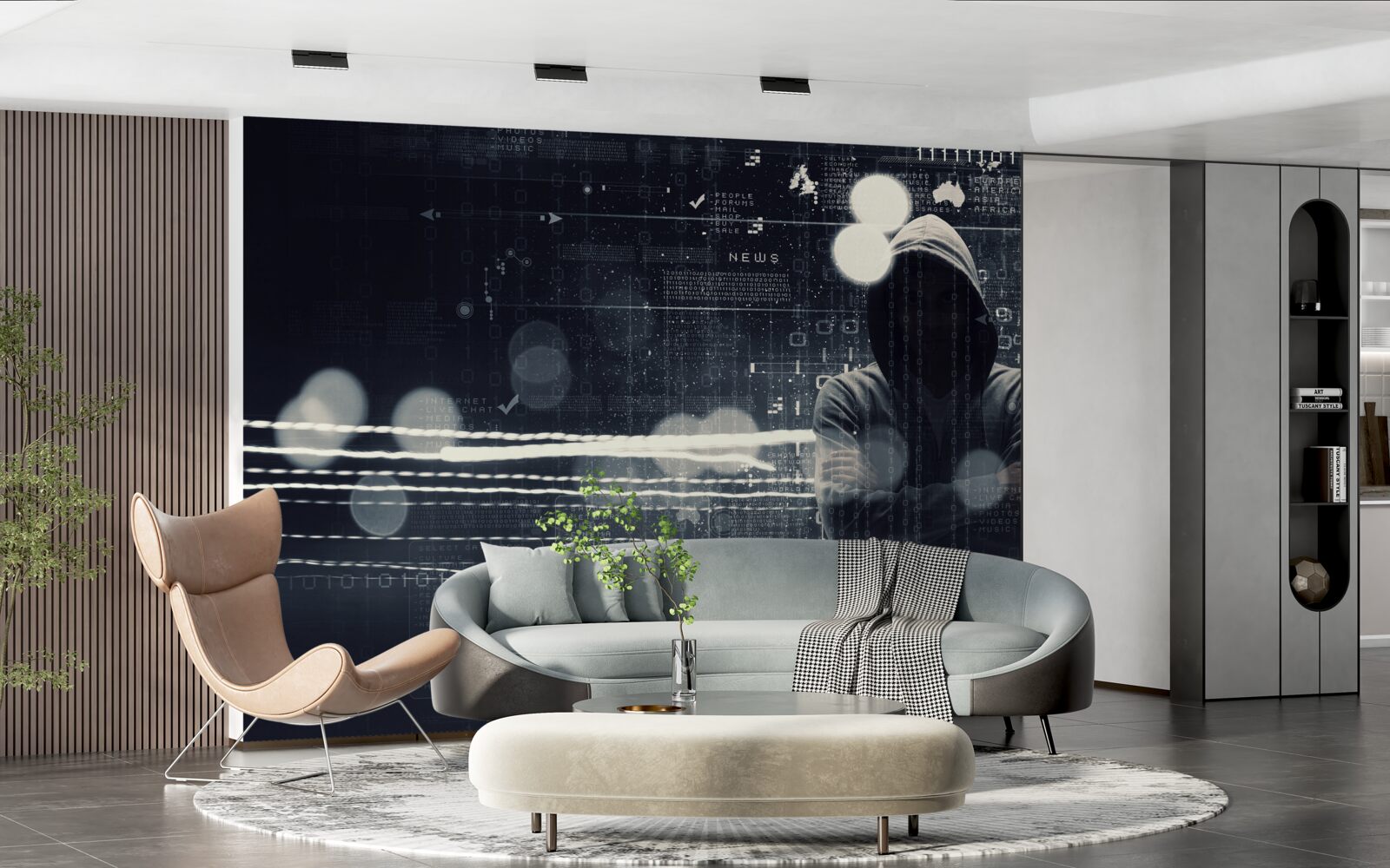 Papier peint personnage encapuchonné sur fond flou