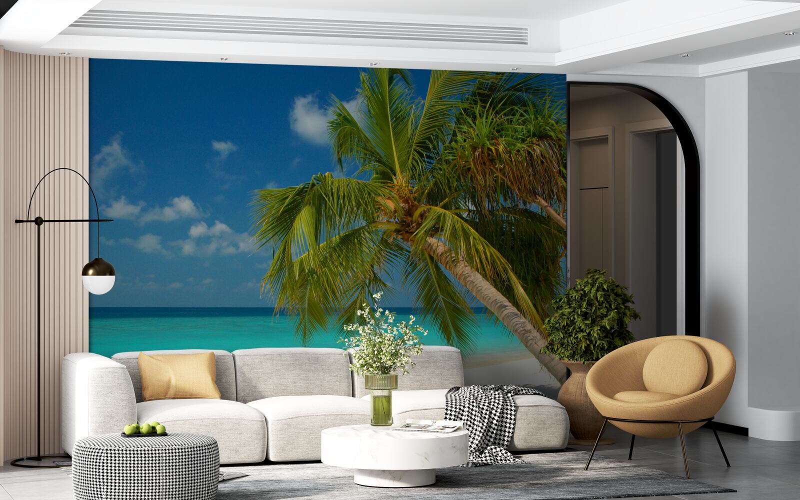Papier peint palmier sur une plage près du front de mer