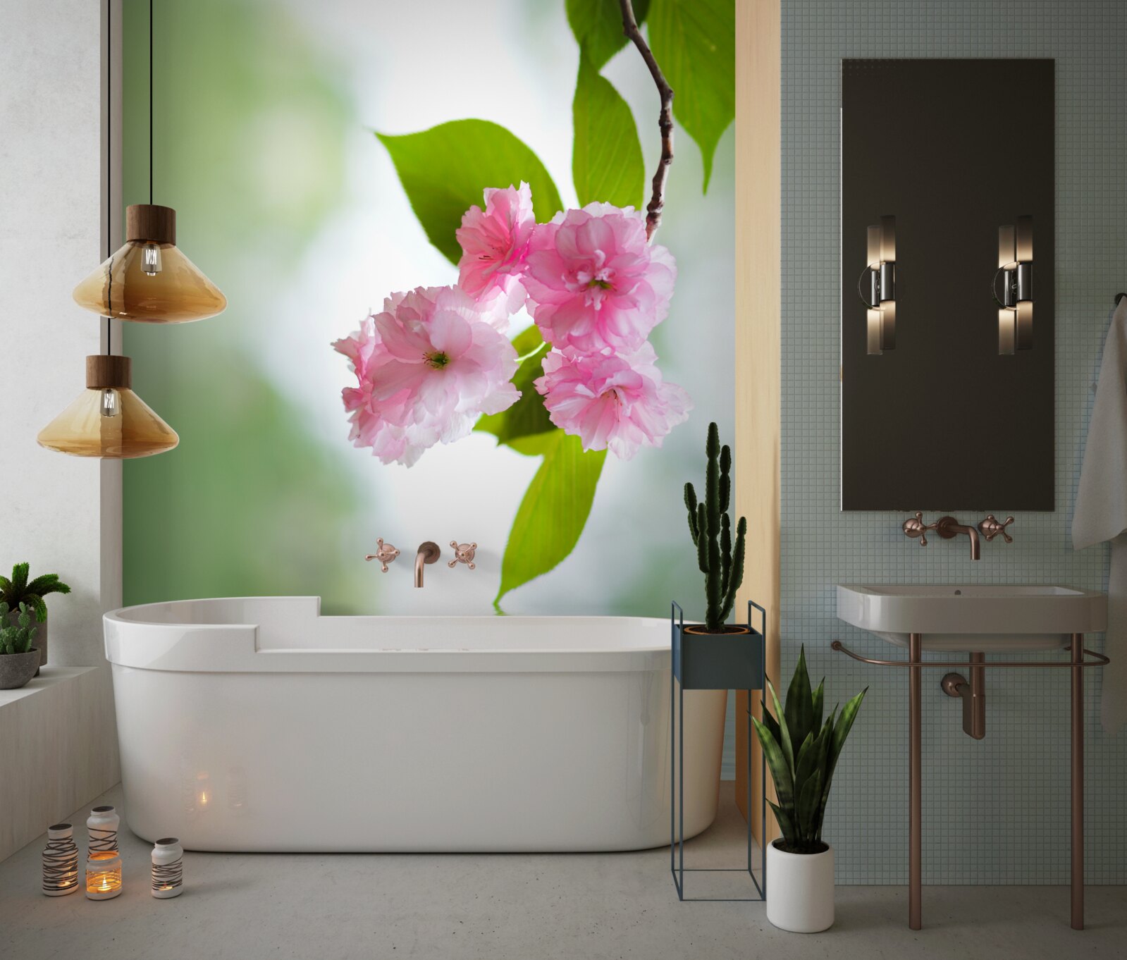 Papier peint sakura fleurit sur les branches près de l'eau