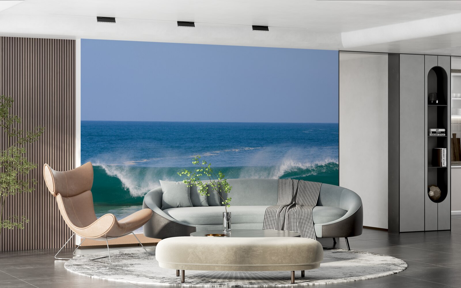 Papier peint les grandes vagues de l'océan au large des côtes