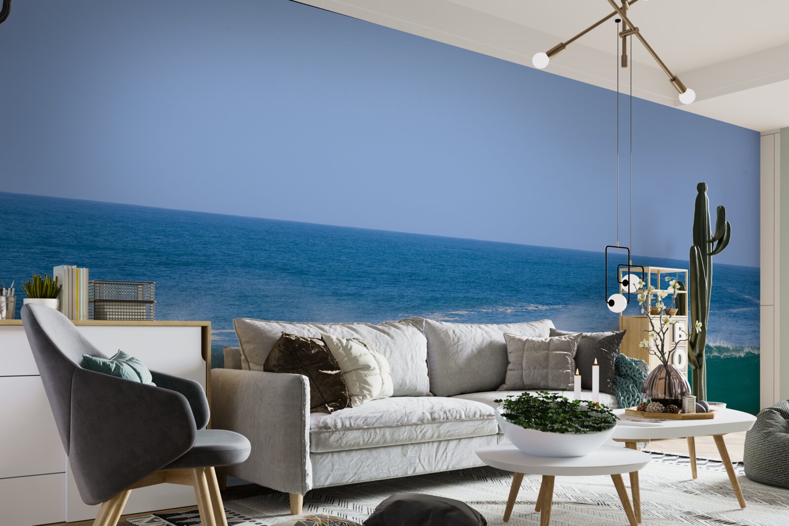 Papier peint les grandes vagues de l'océan au large des côtes