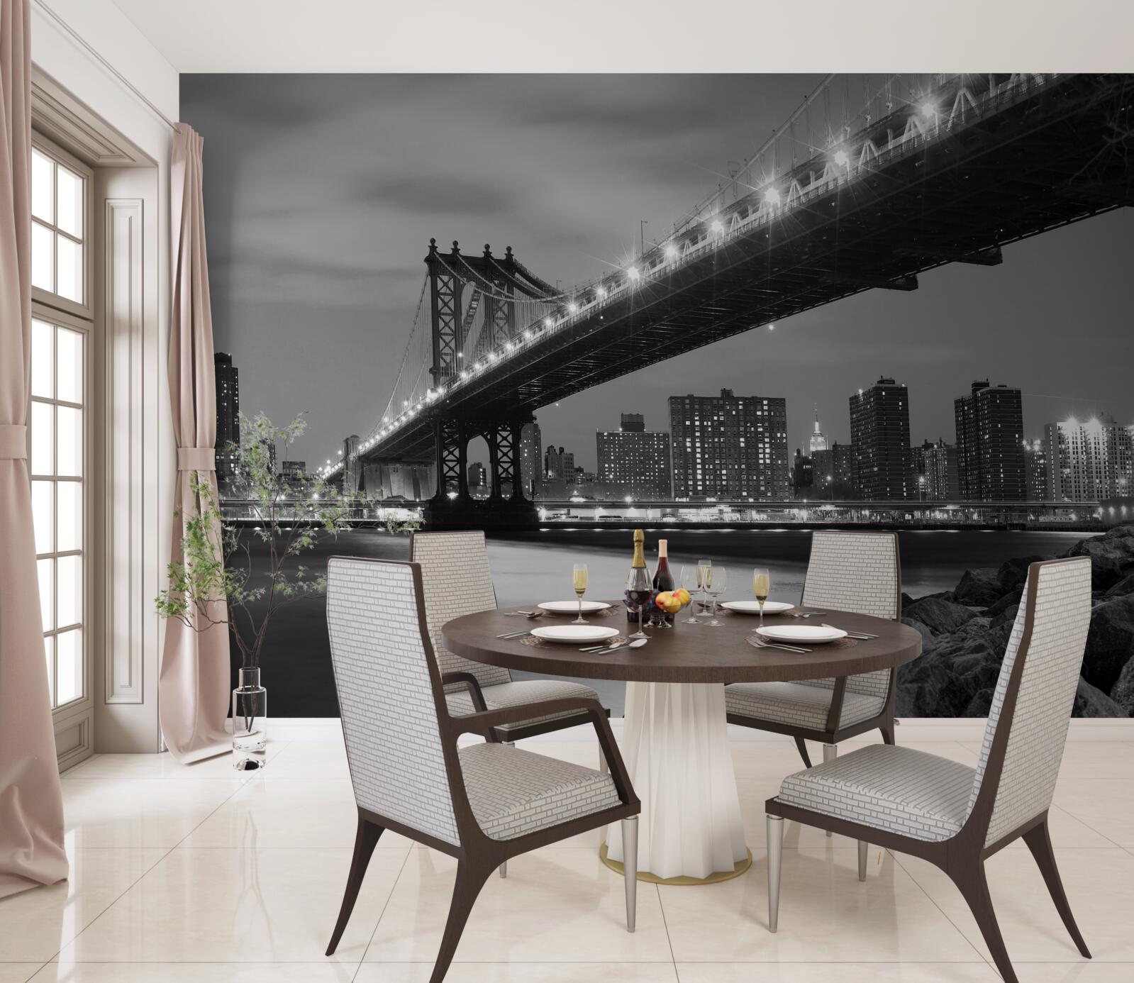 Papier peint illumination du pont de manhattan