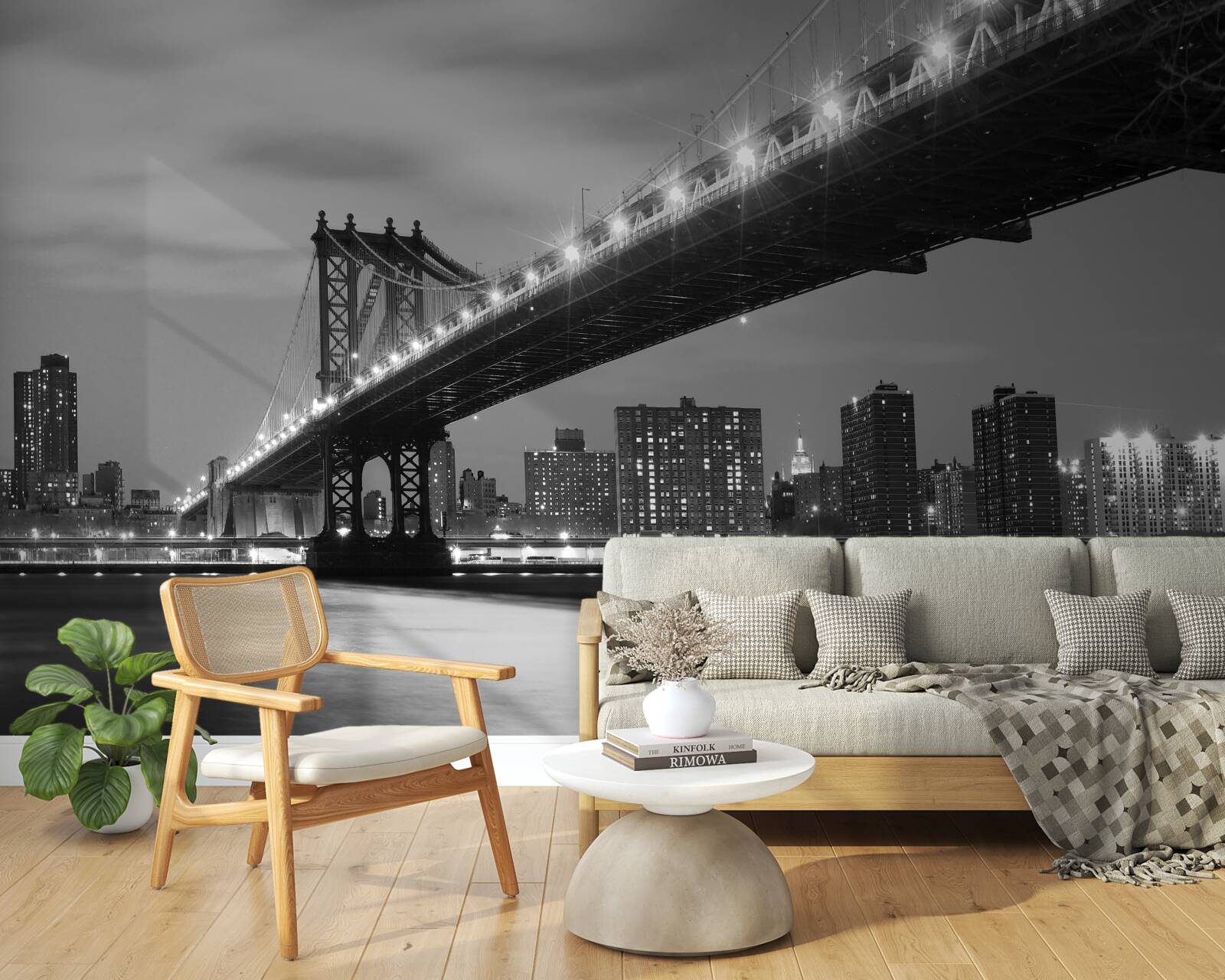 Papier peint illumination du pont de manhattan