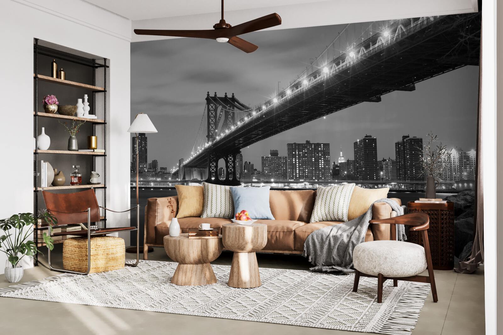 Papier peint illumination du pont de manhattan