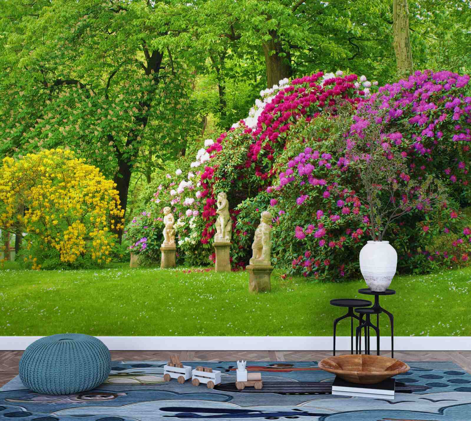 Papier peint des arbustes de différentes couleurs parmi la verdure