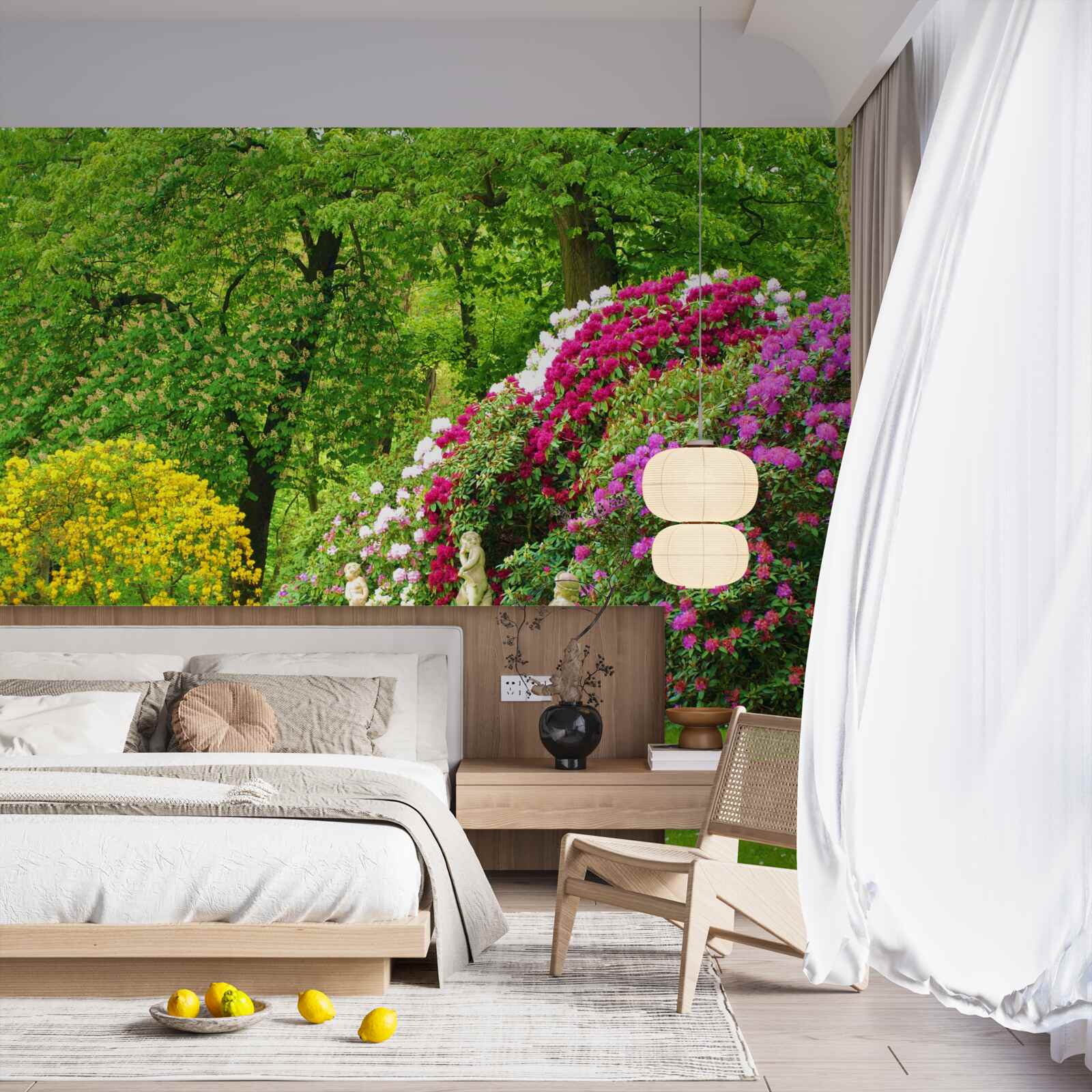 Papier peint des arbustes de différentes couleurs parmi la verdure