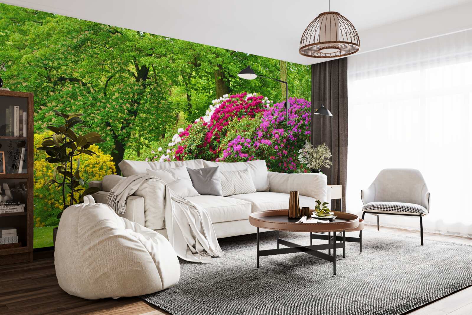 Papier peint des arbustes de différentes couleurs parmi la verdure