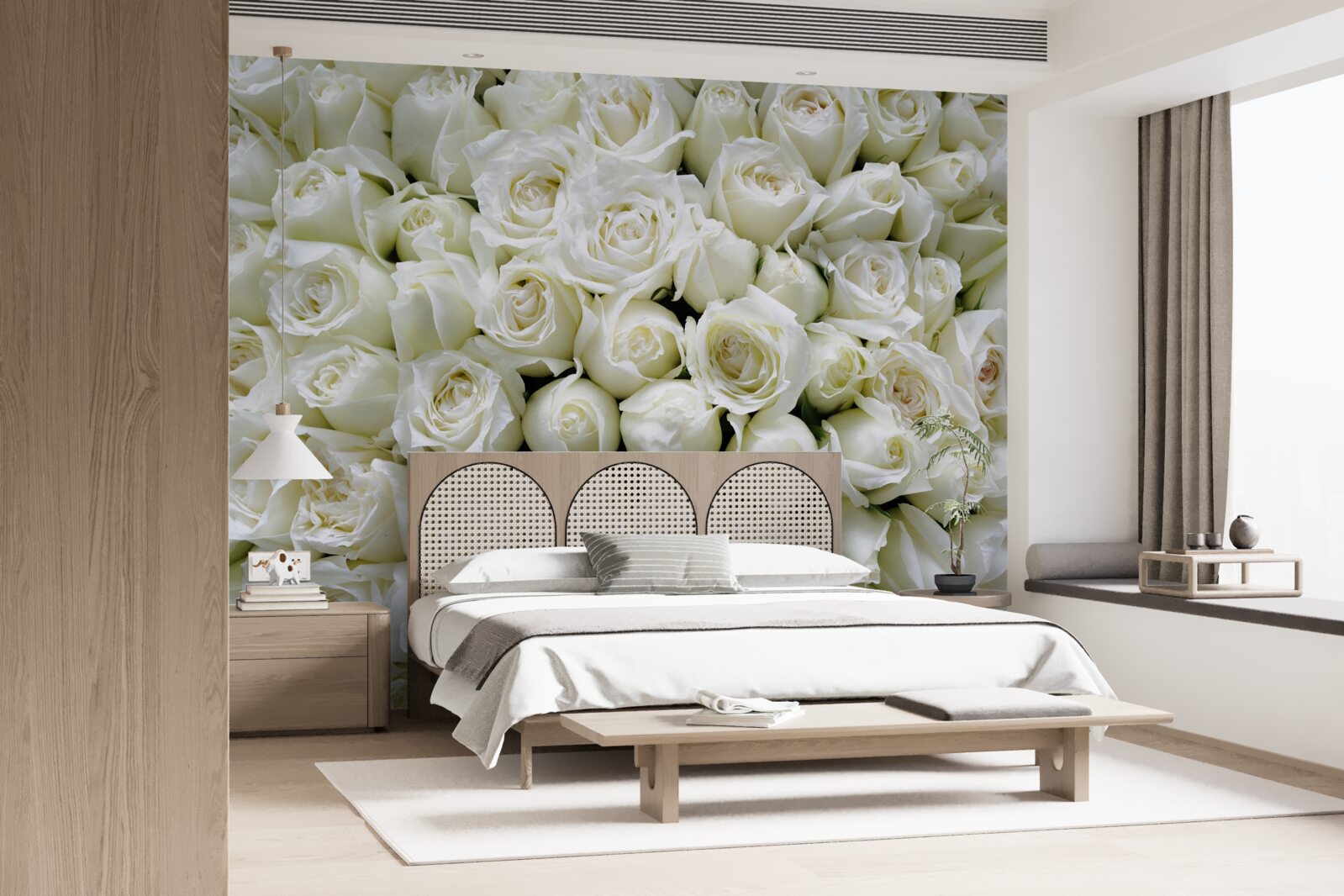 Papier peint un bouquet de nombreuses roses blanches