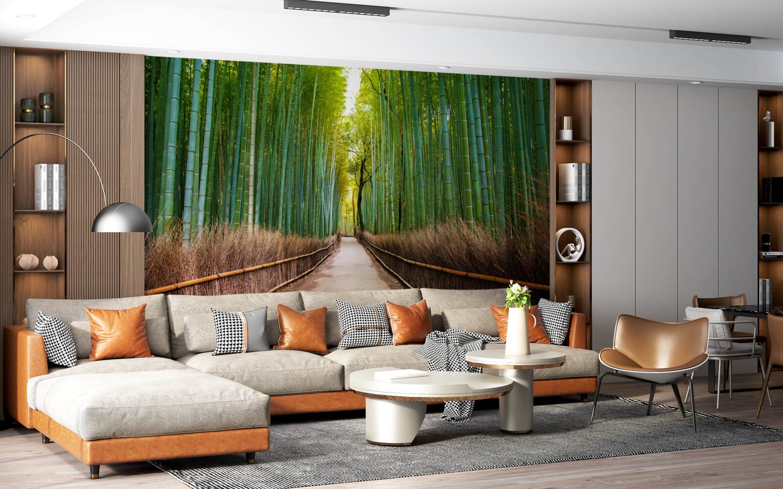 Papier peint une gracieuse bambouseraie avec un sentier