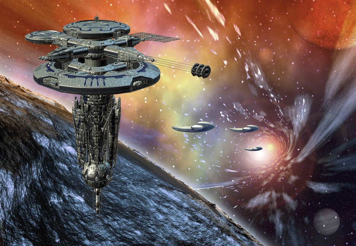 Papier peint les vaisseaux dans le système stellaire