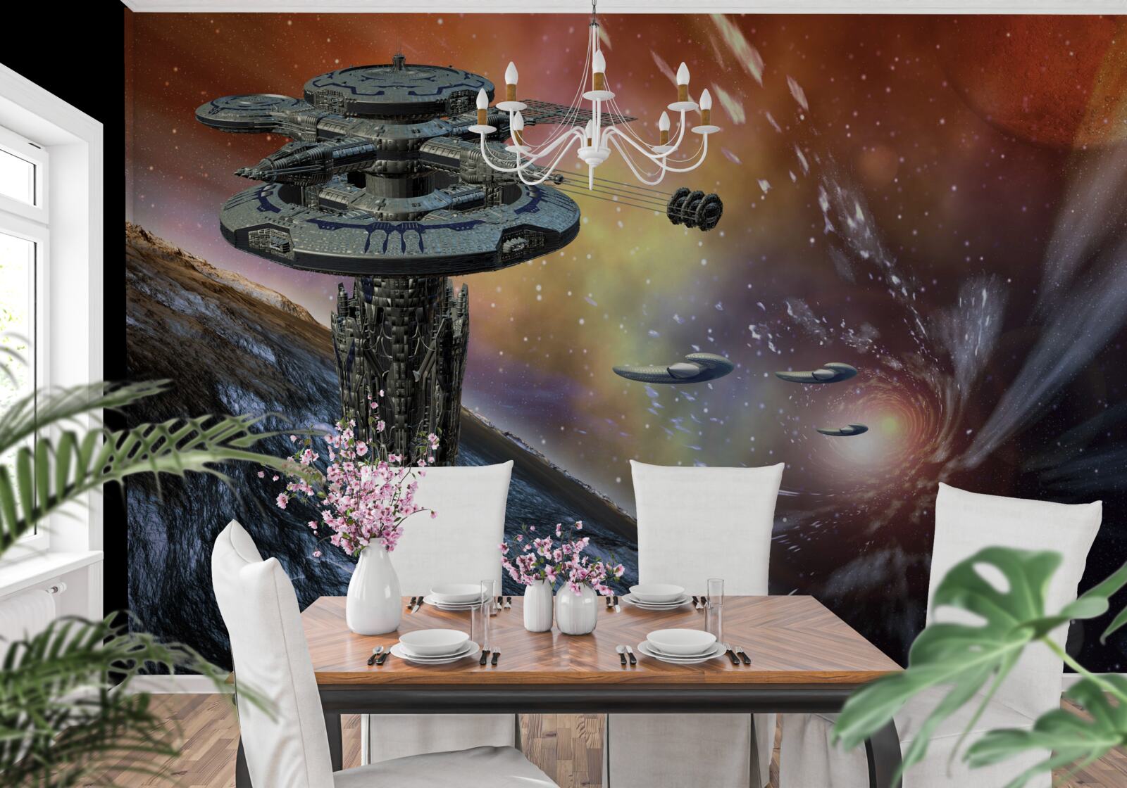 Papier peint les vaisseaux dans le système stellaire