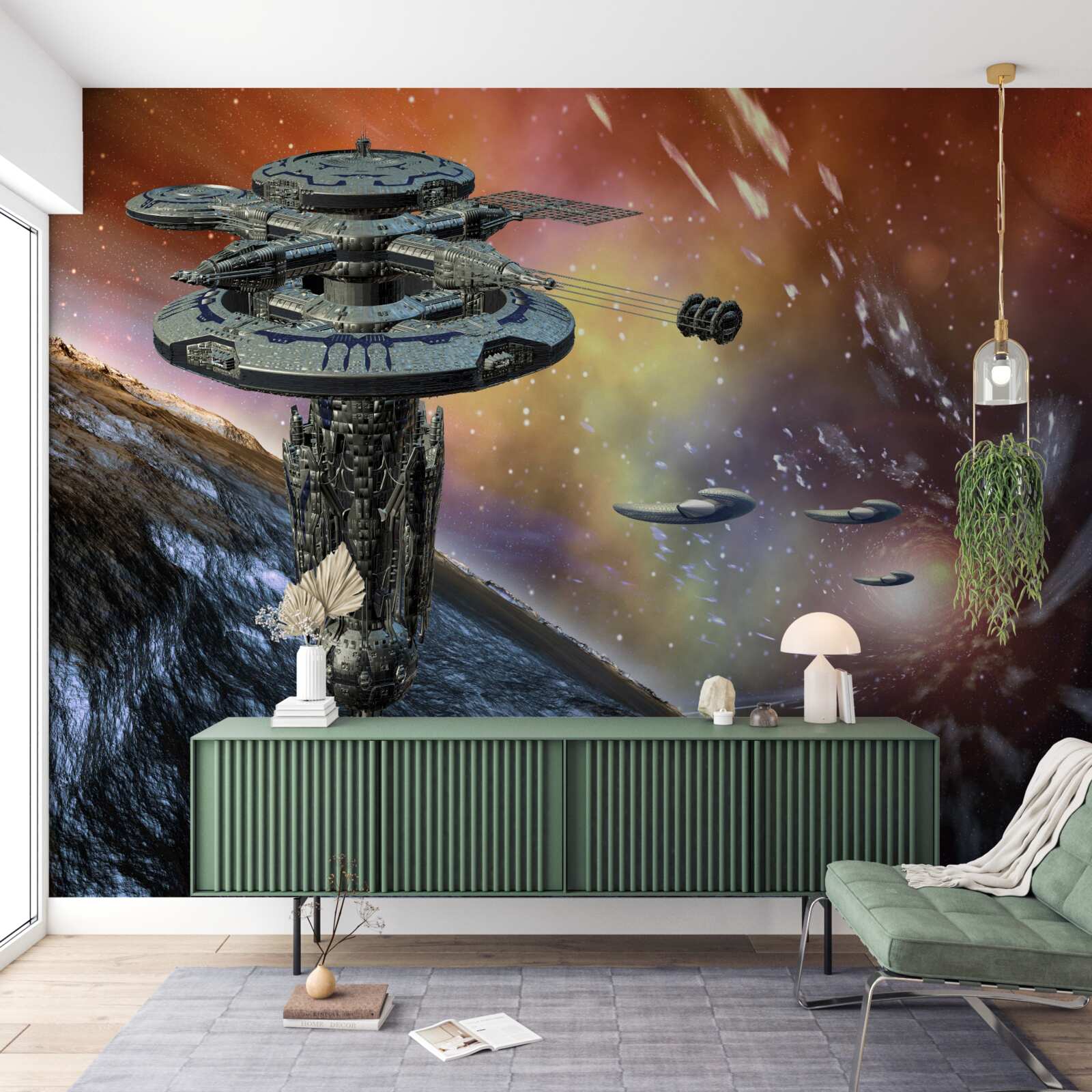 Papier peint les vaisseaux dans le système stellaire