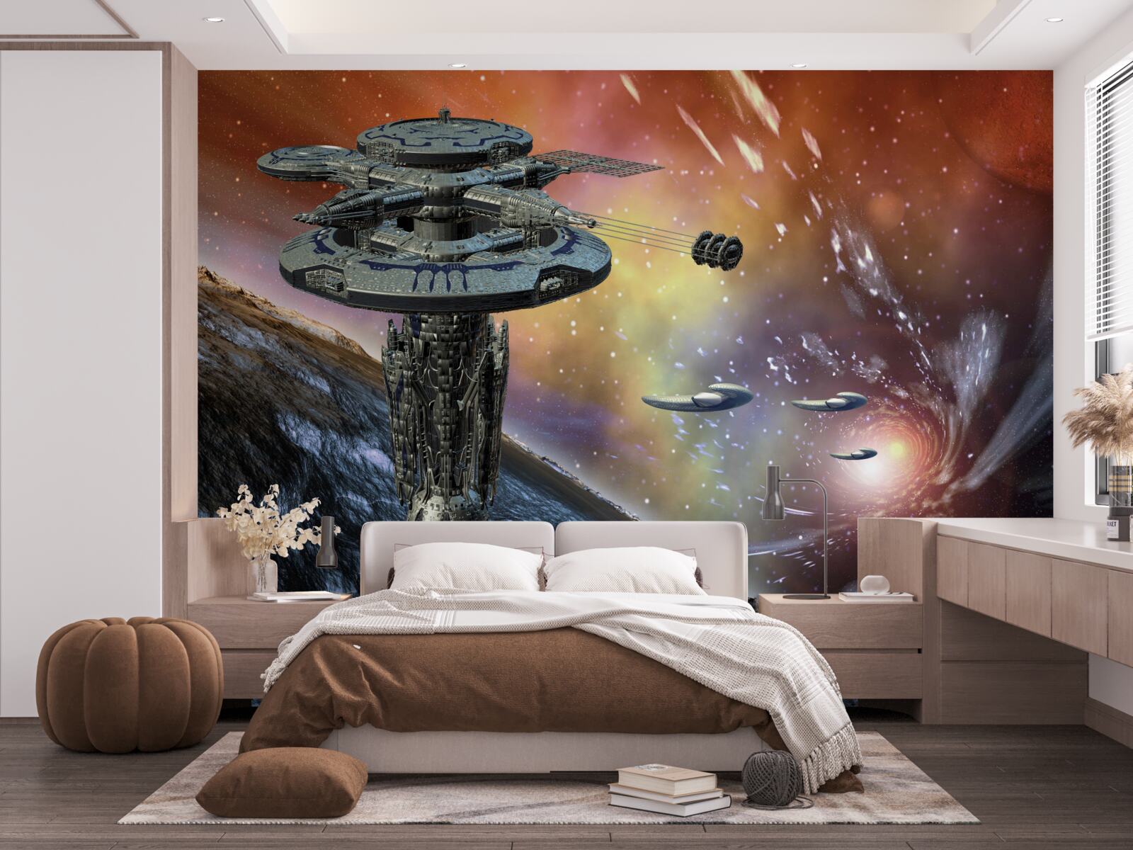 Papier peint les vaisseaux dans le système stellaire