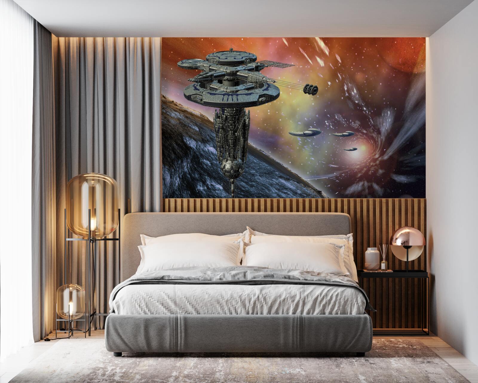 Papier peint les vaisseaux dans le système stellaire