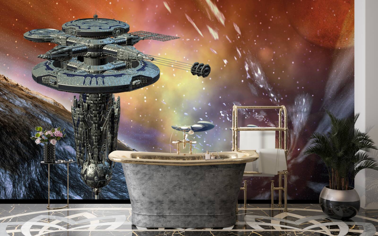 Papier peint les vaisseaux dans le système stellaire