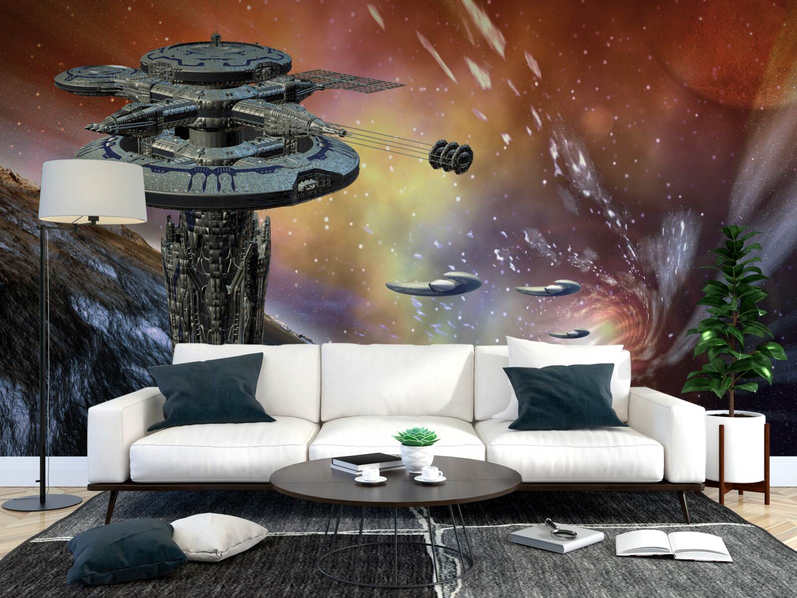 Papier peint les vaisseaux dans le système stellaire