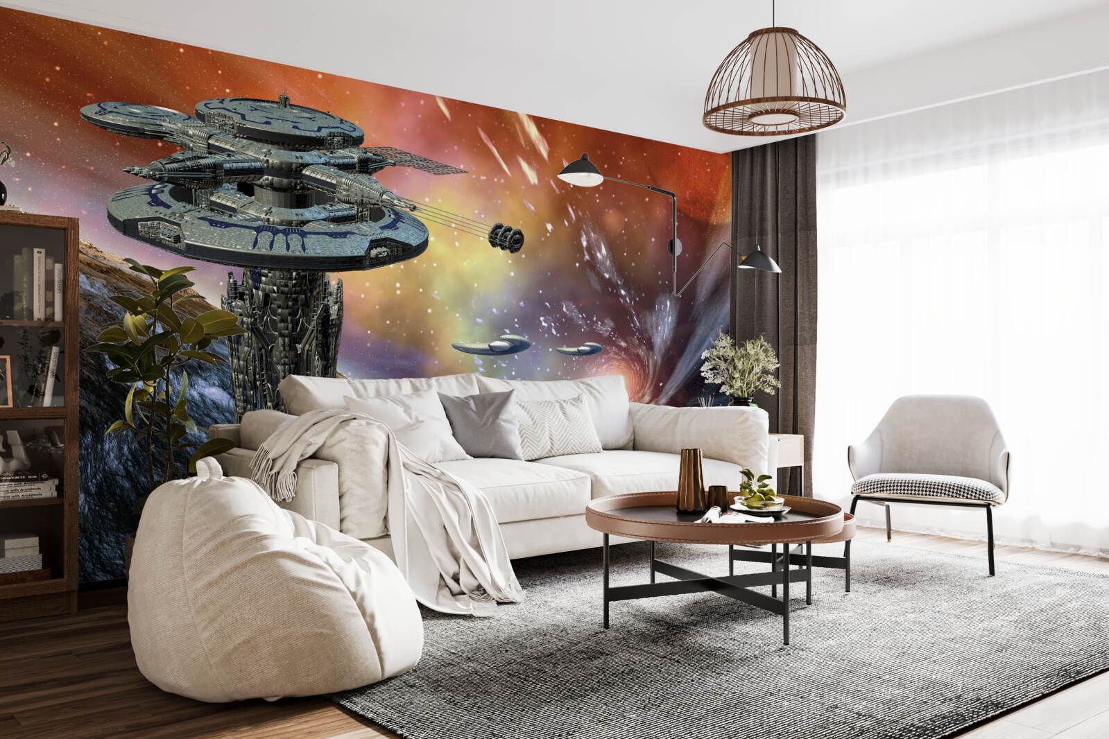 Papier peint les vaisseaux dans le système stellaire