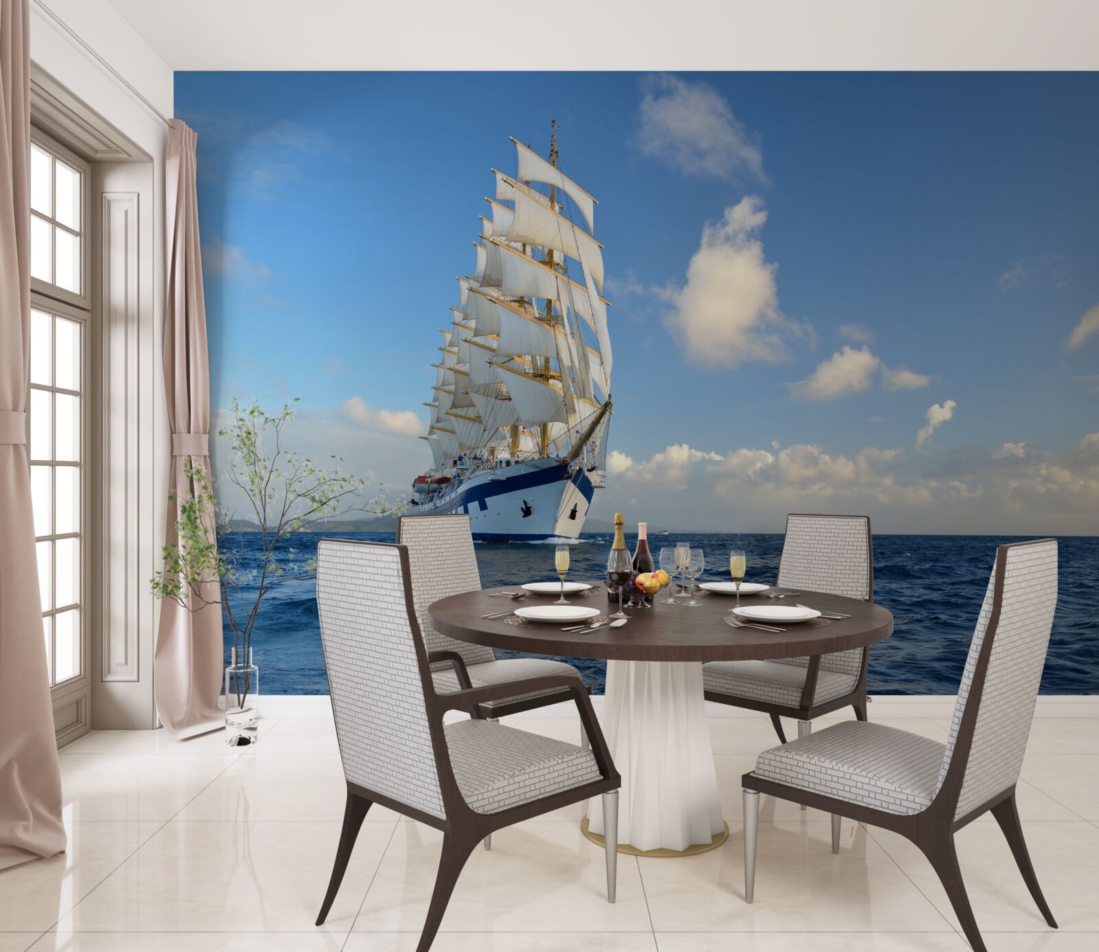 Papier peint un navire sous voile sur une mer agitée