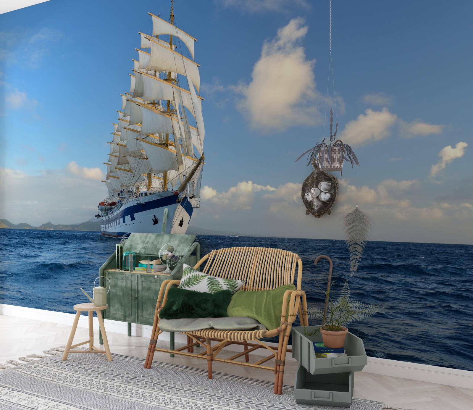 Papier peint un navire sous voile sur une mer agitée