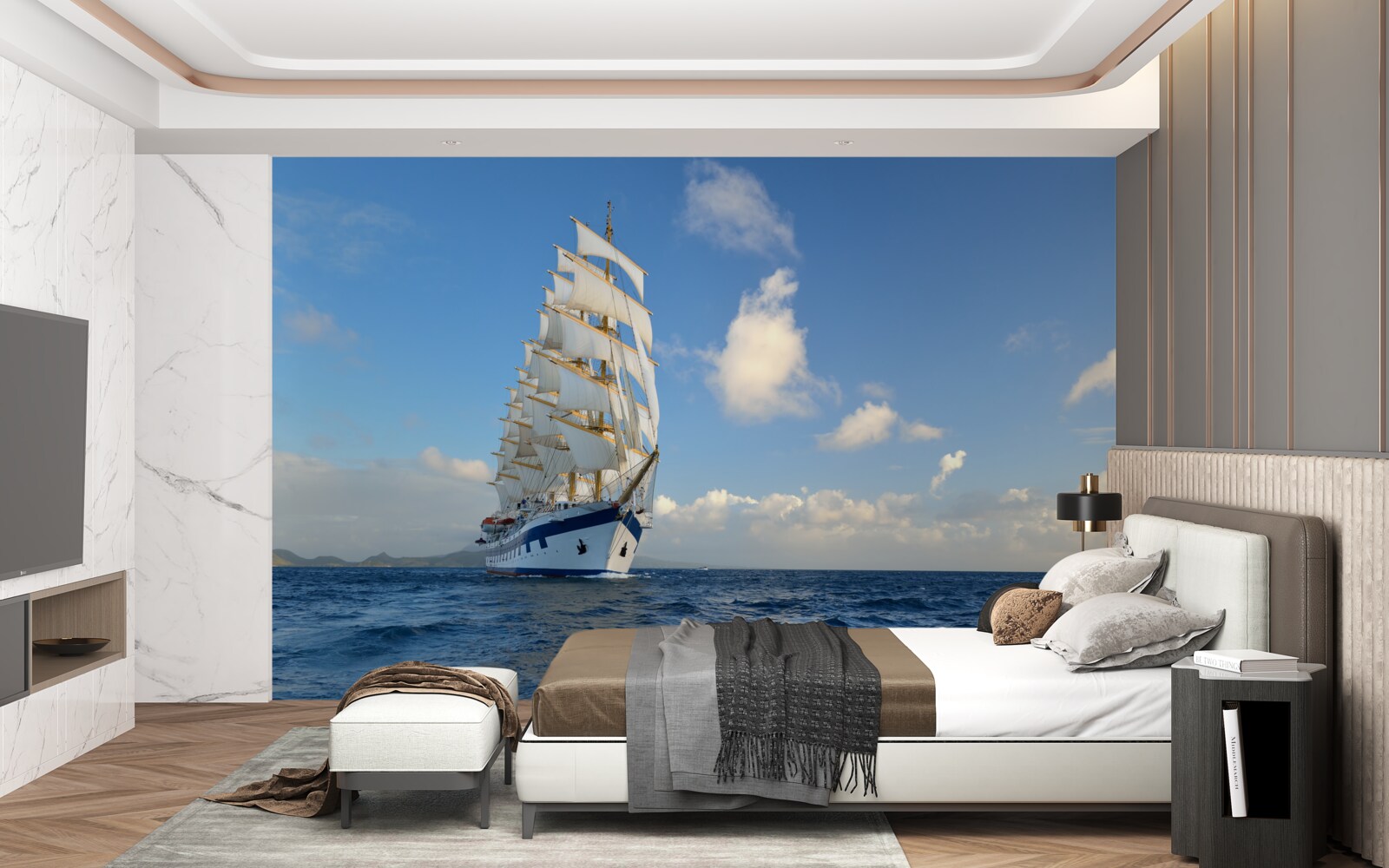 Papier peint un navire sous voile sur une mer agitée