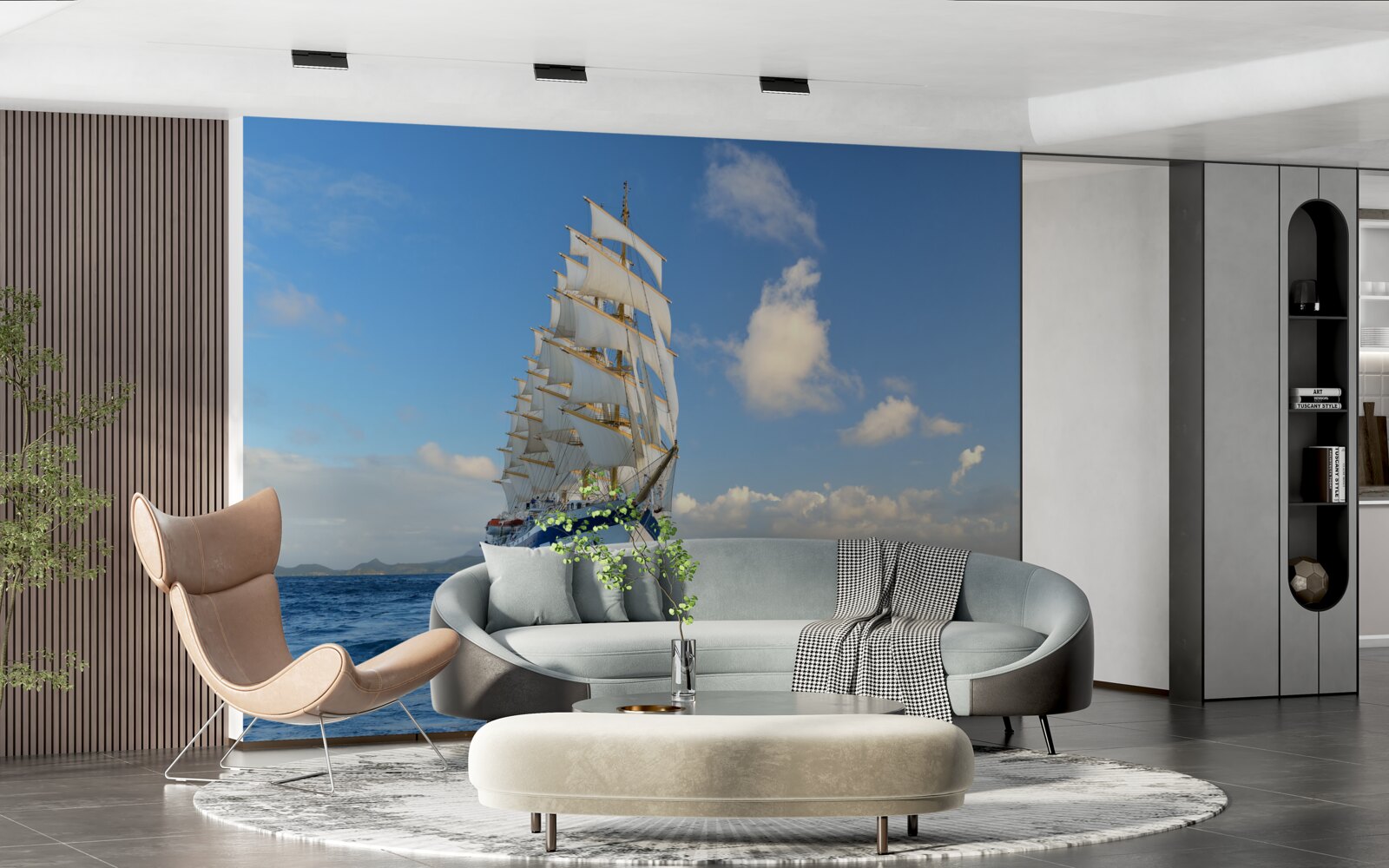 Papier peint un navire sous voile sur une mer agitée