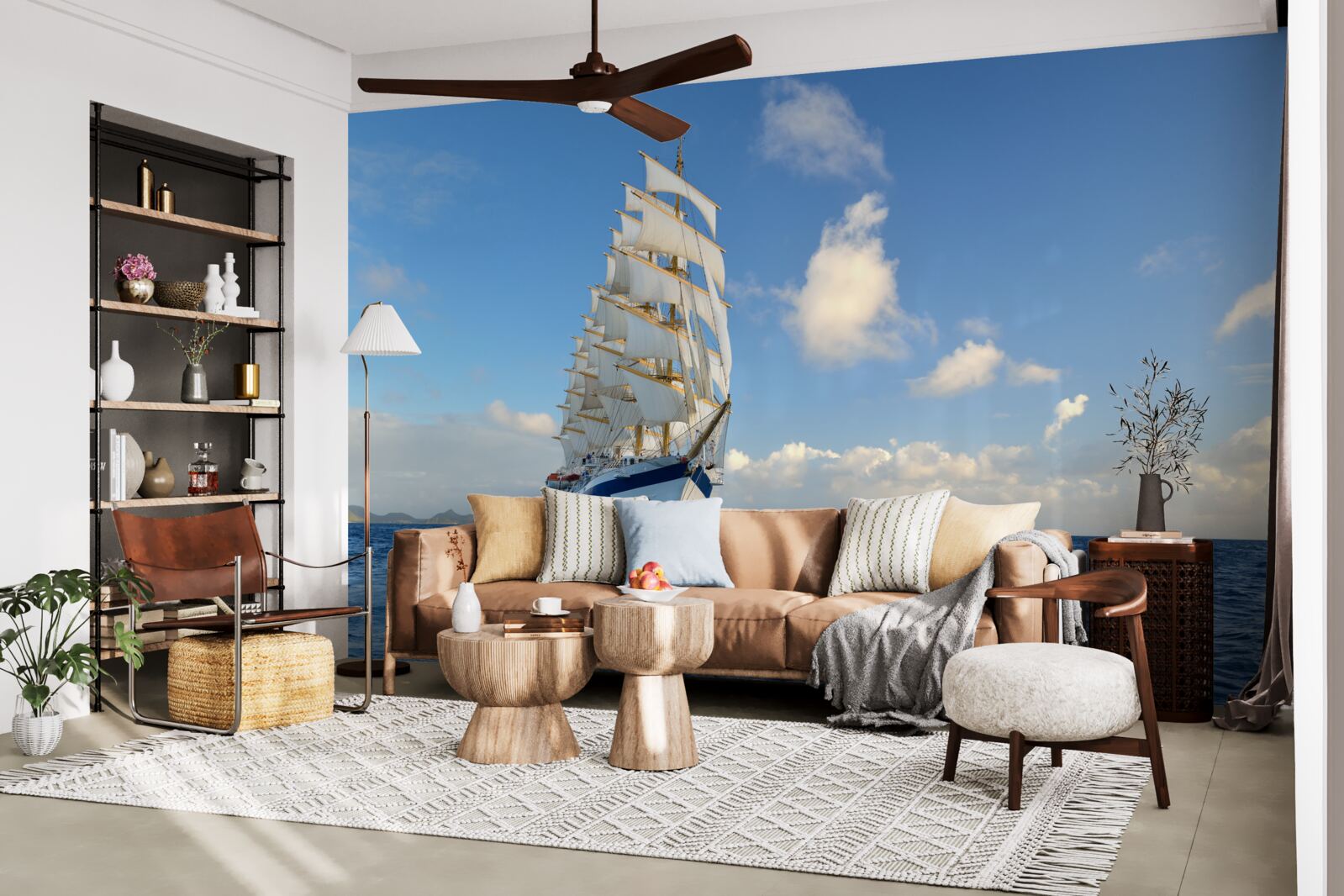 Papier peint un navire sous voile sur une mer agitée