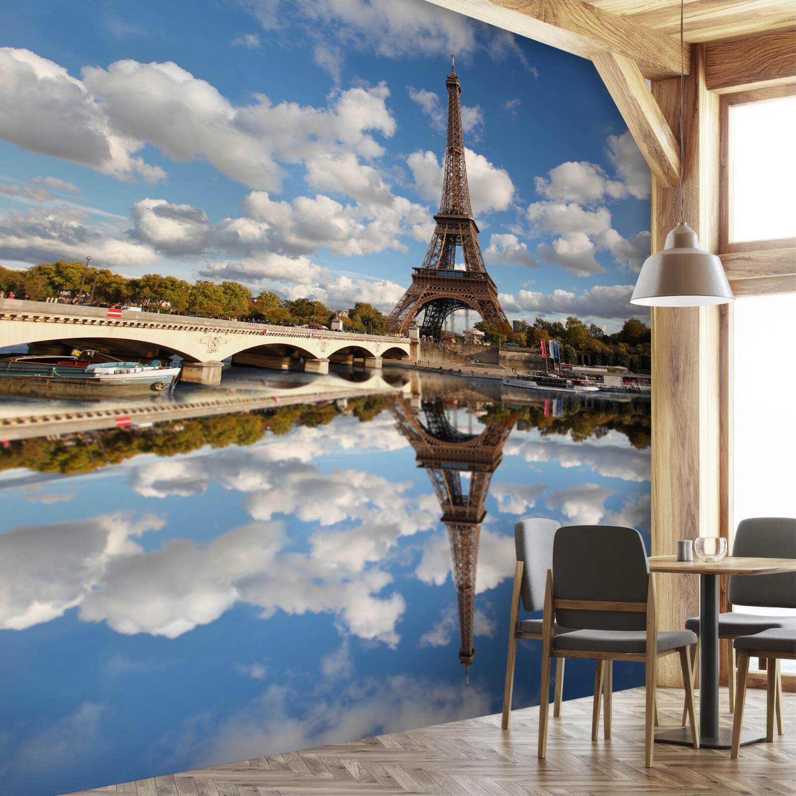 Papier peint reflet de paris dans le miroir