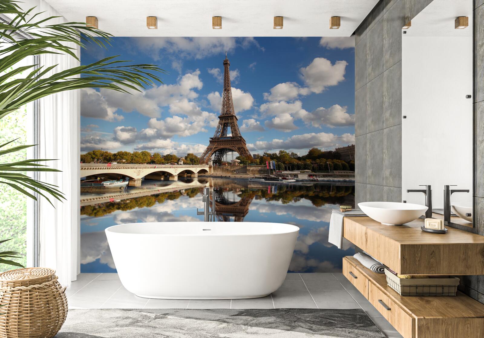 Papier peint reflet de paris dans le miroir