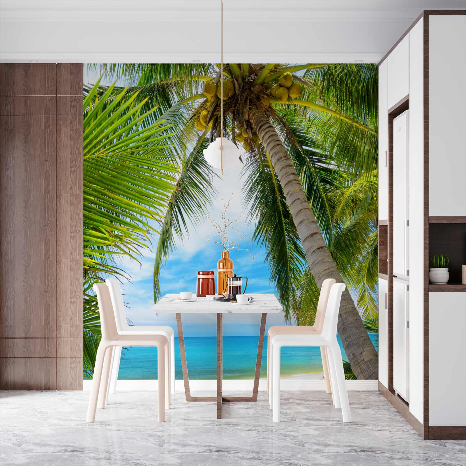 Papier peint bananier sur une côte tropicale