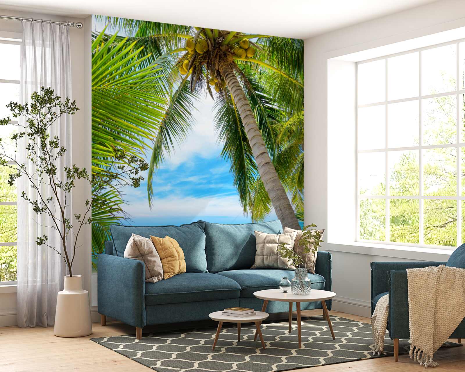 Papier peint bananier sur une côte tropicale