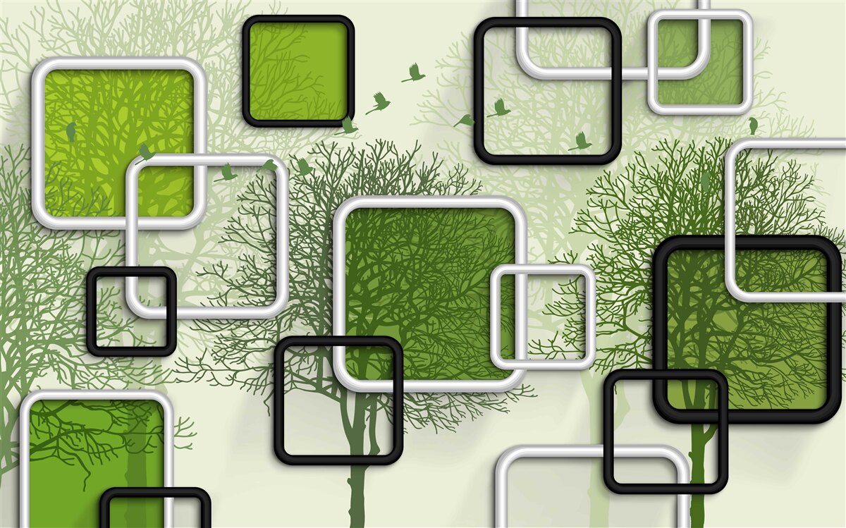 Papier peint Fond vert avec rectangles abstraits