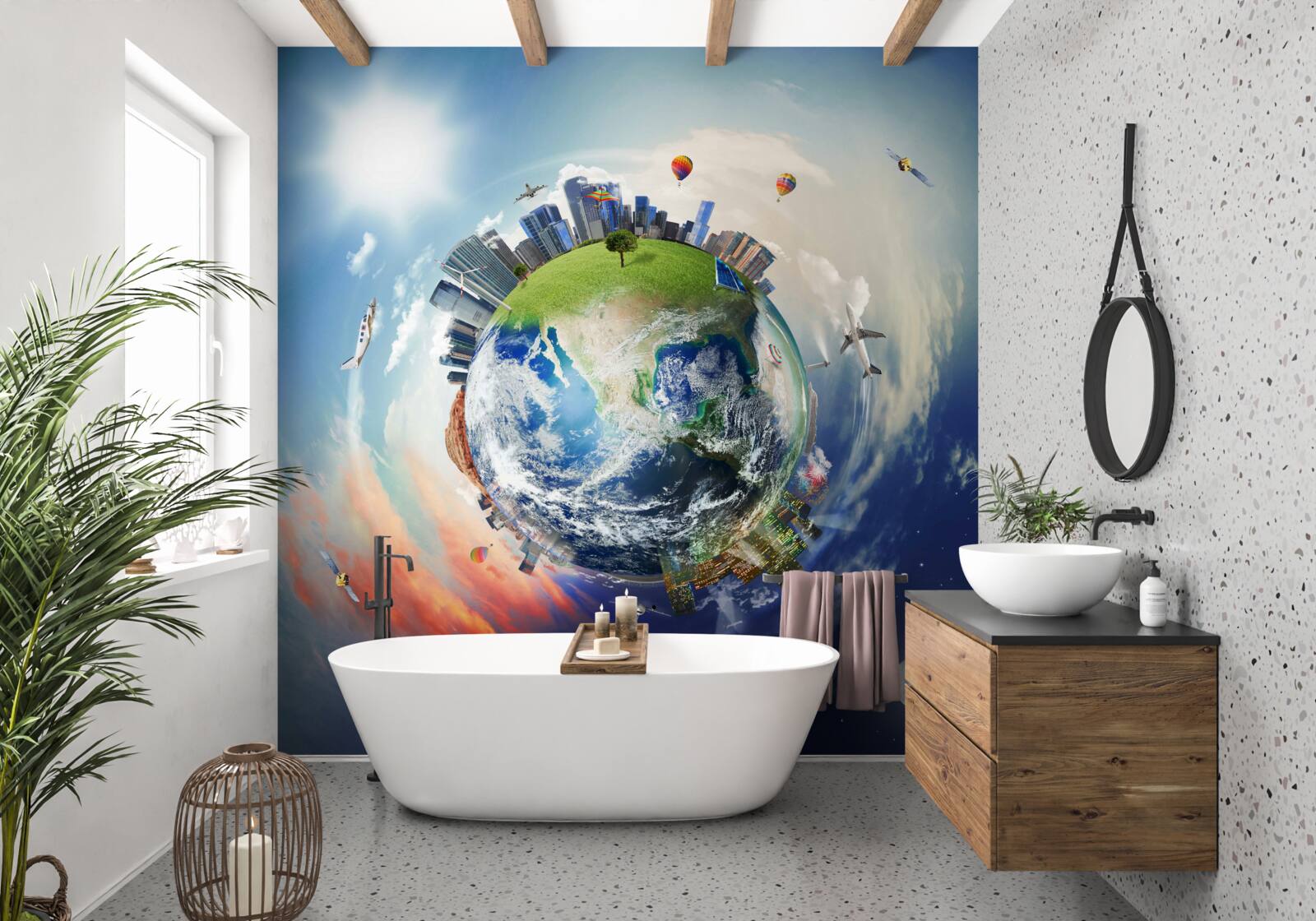 Papier peint les territoires et les implantations sous forme abstraite