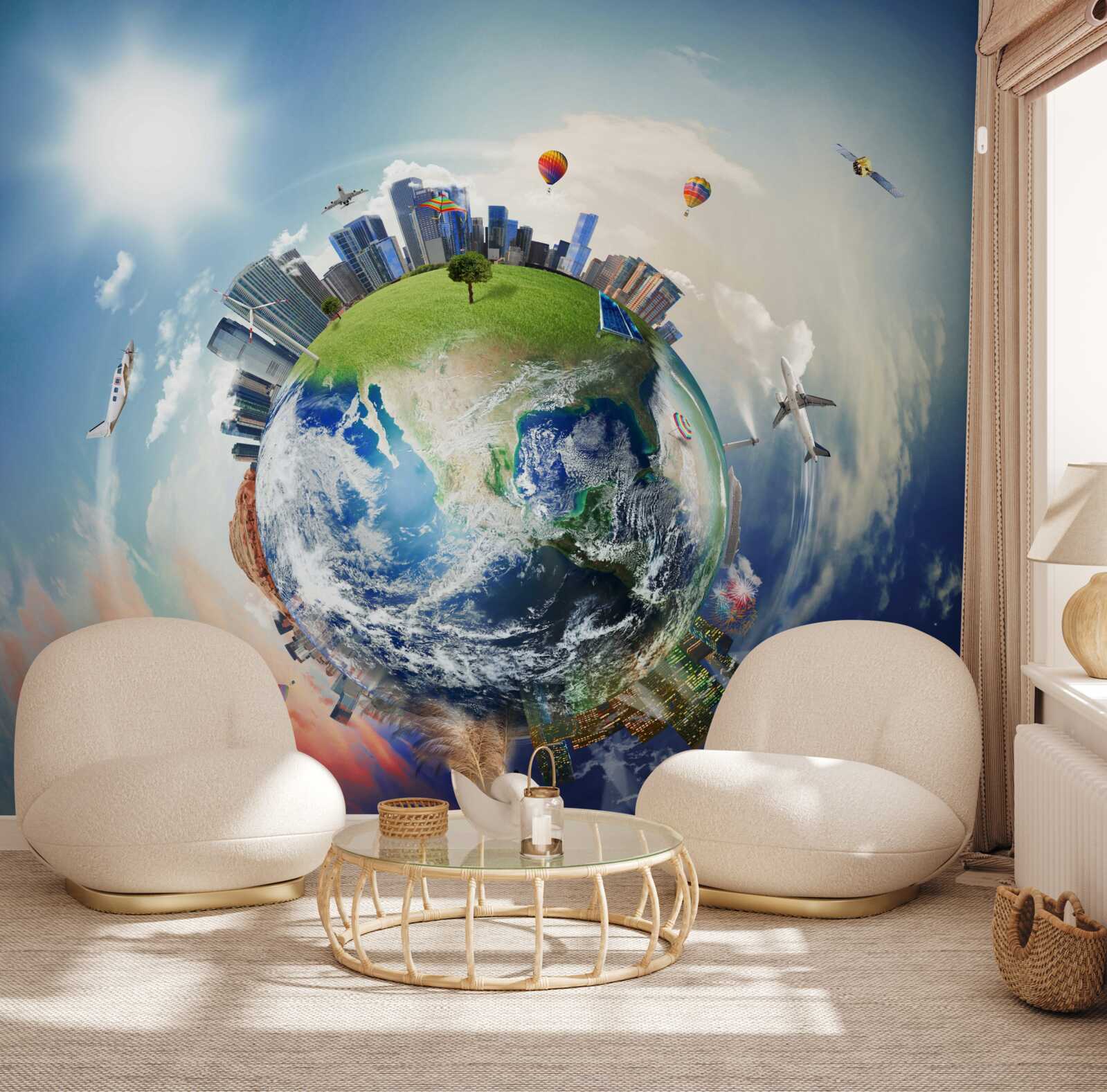 Papier peint les territoires et les implantations sous forme abstraite