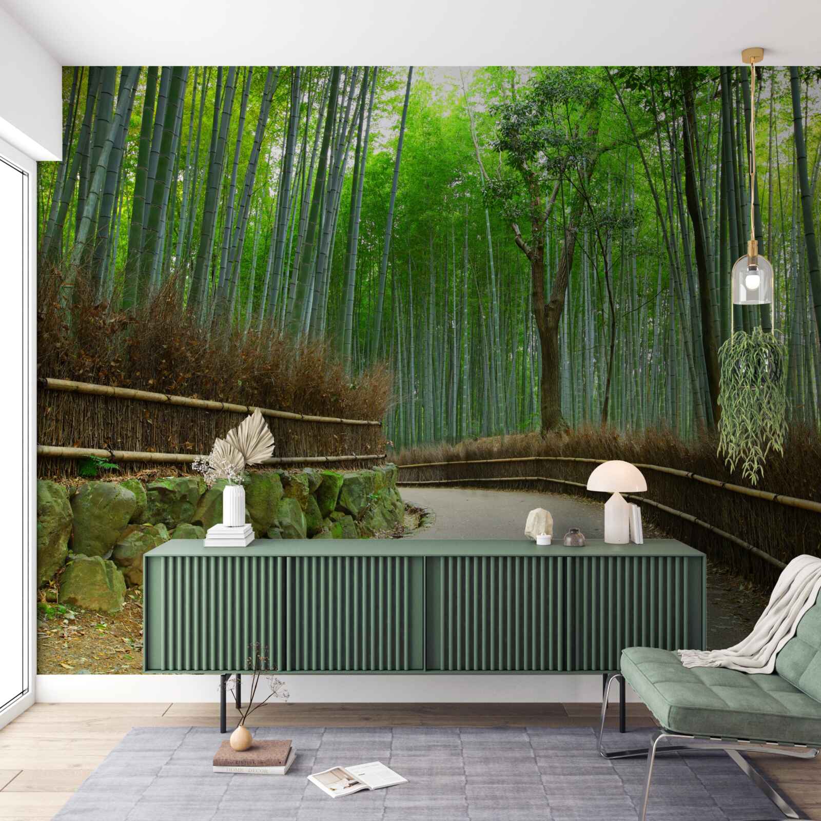 Papier peint chemin dans la bambouseraie