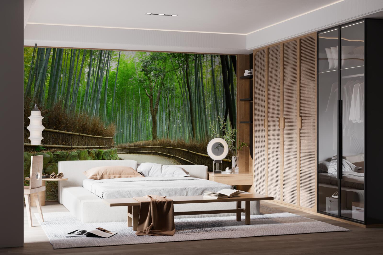 Papier peint chemin dans la bambouseraie